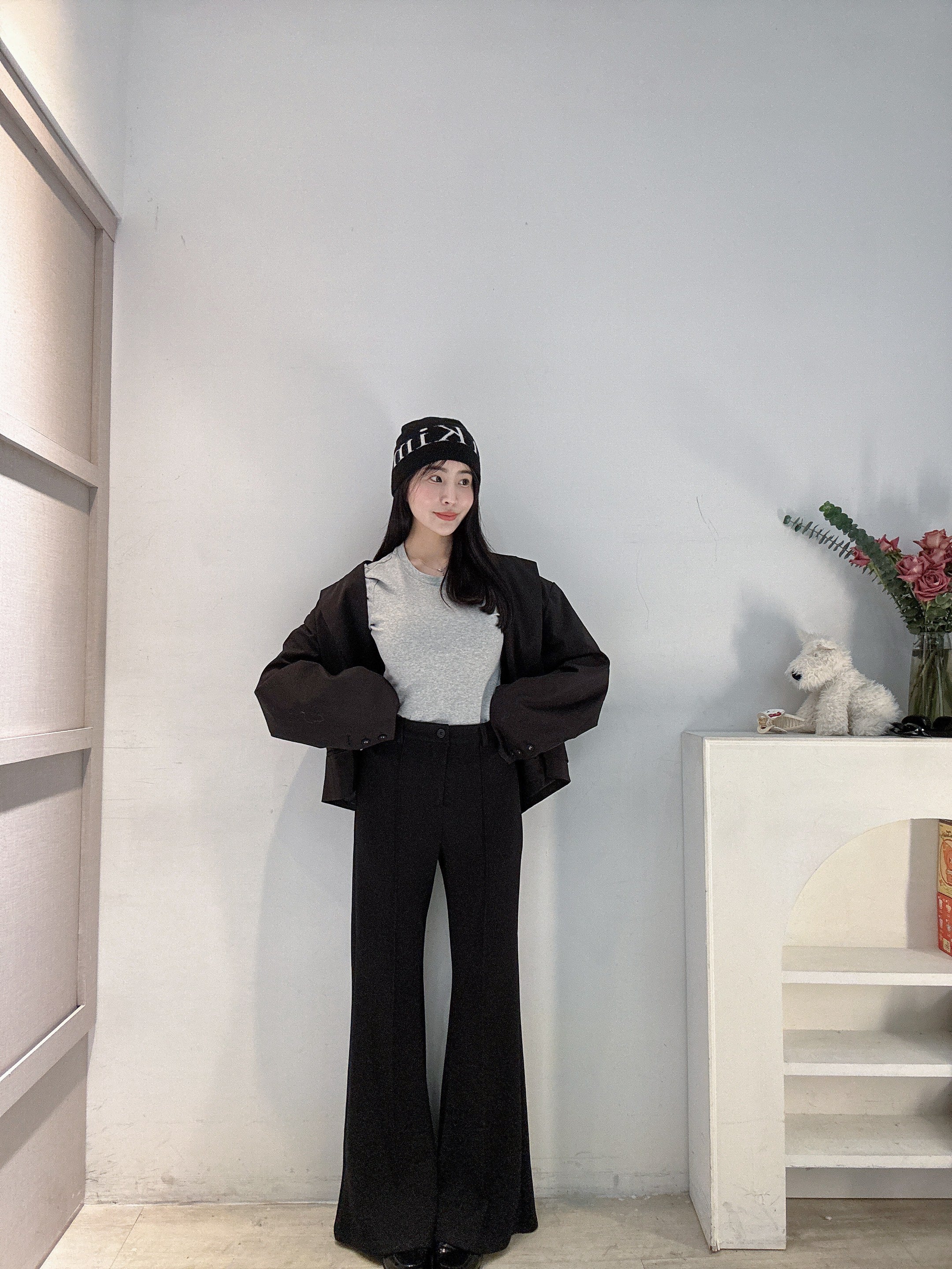 空氣棉修身喇叭褲