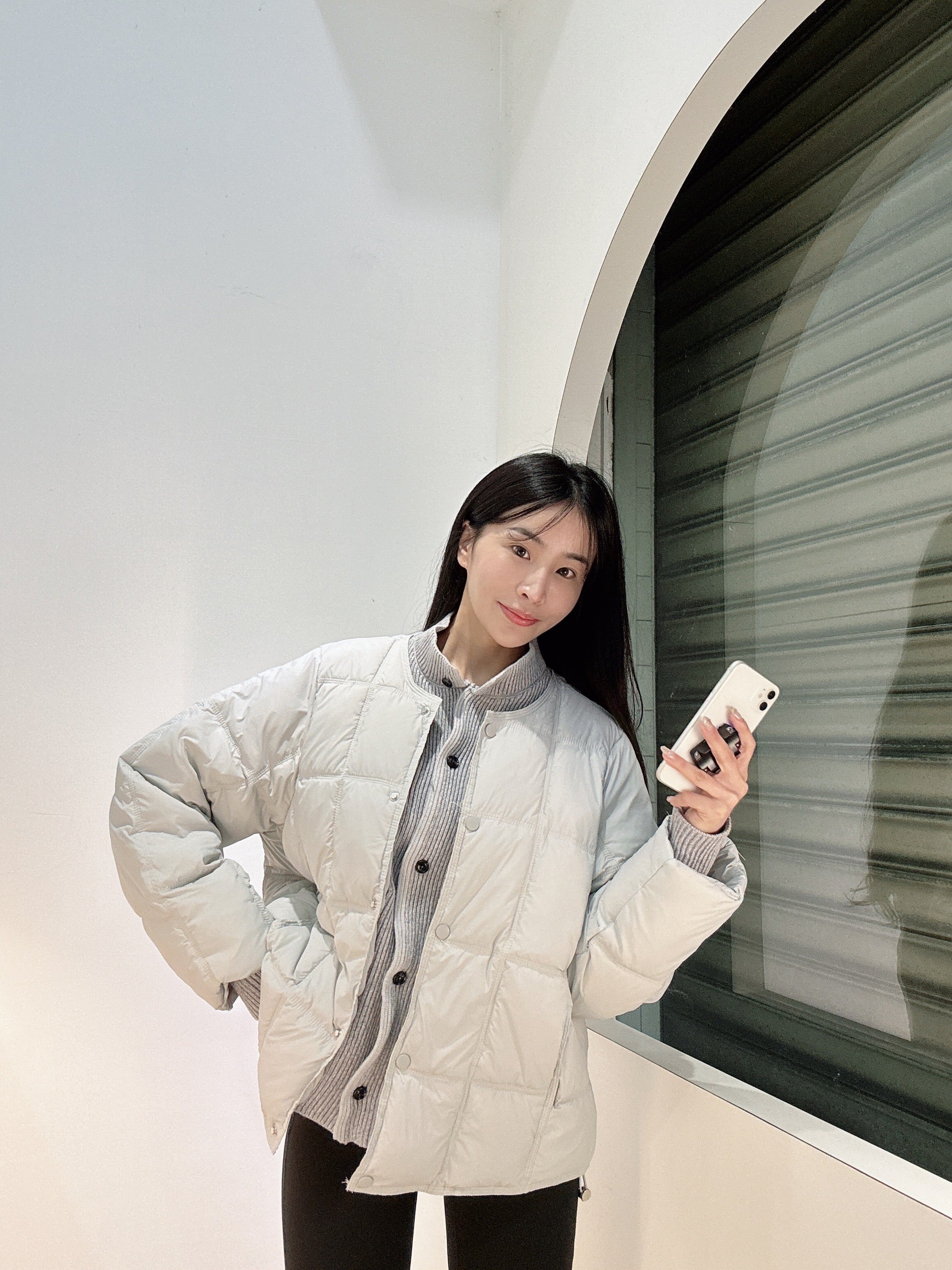 輕奢感拼接羽絨外套