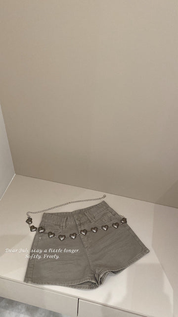 卡其刷色牛仔短褲