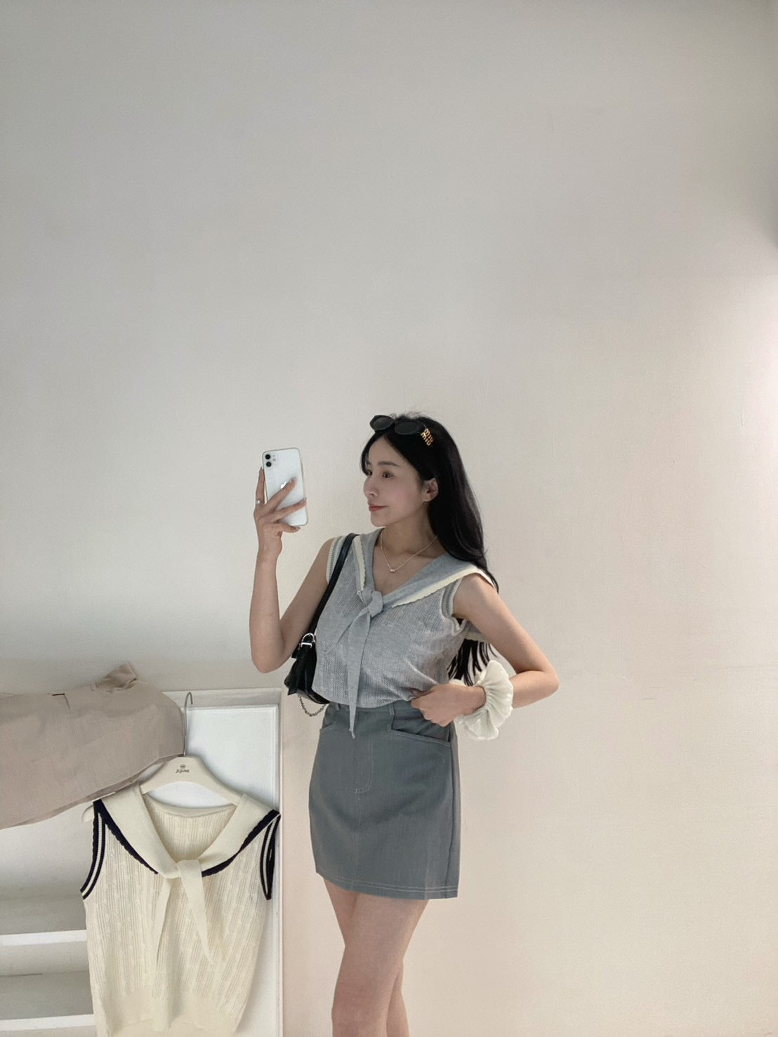 撞色翻領背心