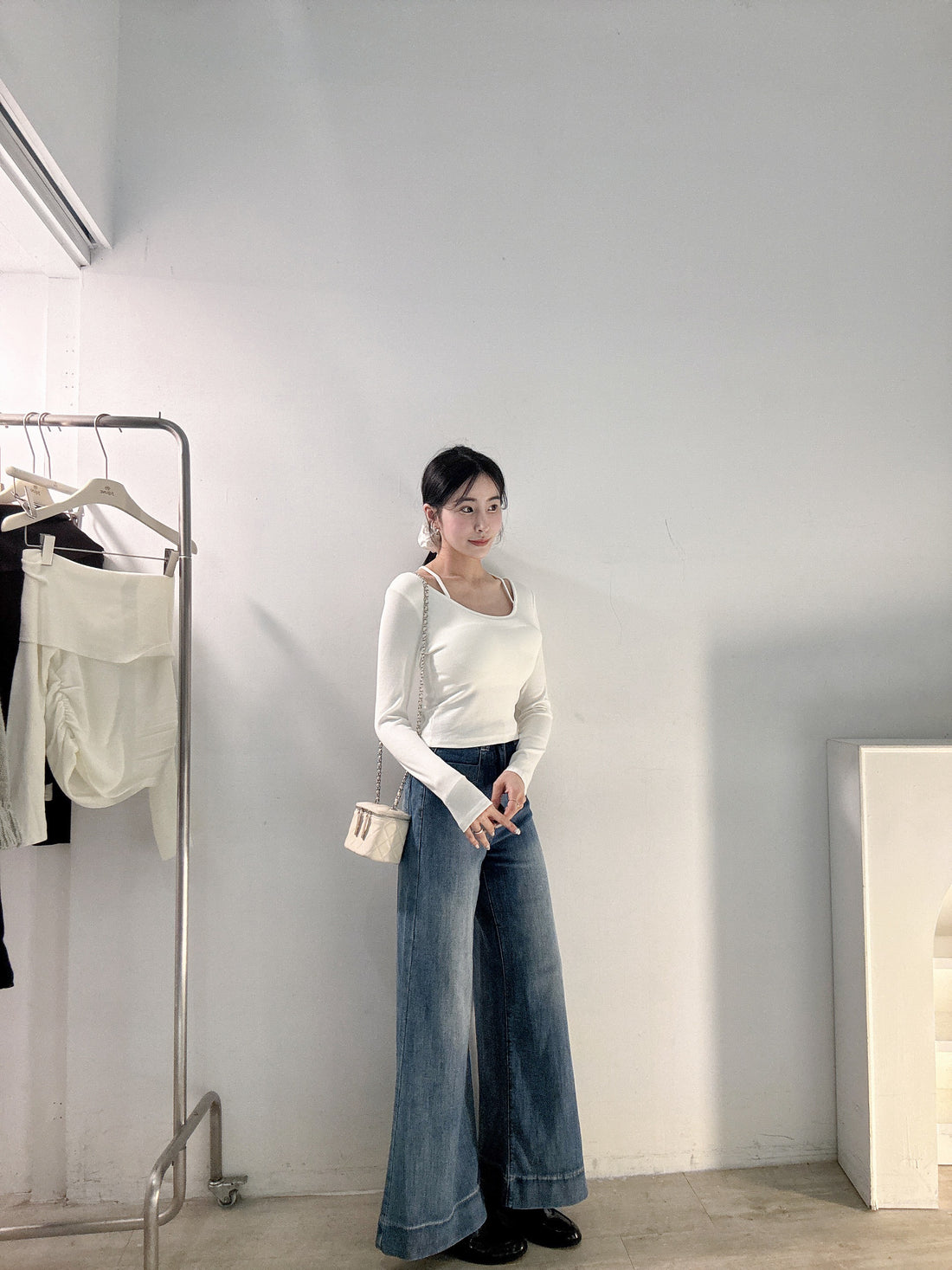 假兩件胸墊彈力上衣