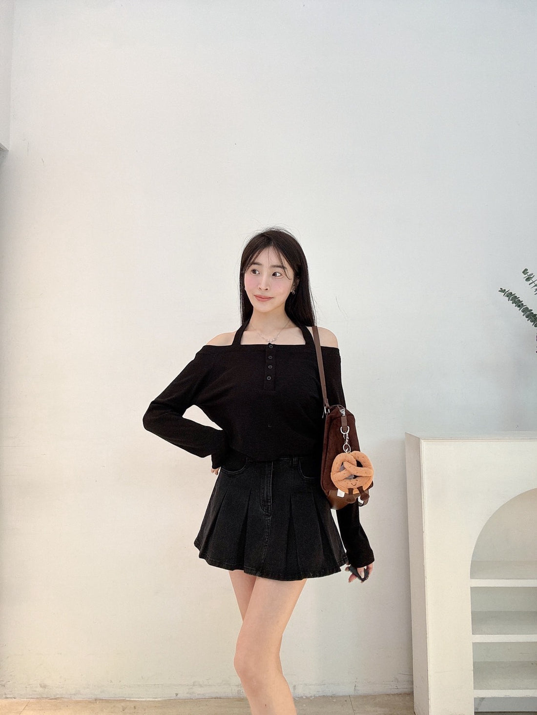 假兩件繞薄彈力上衣