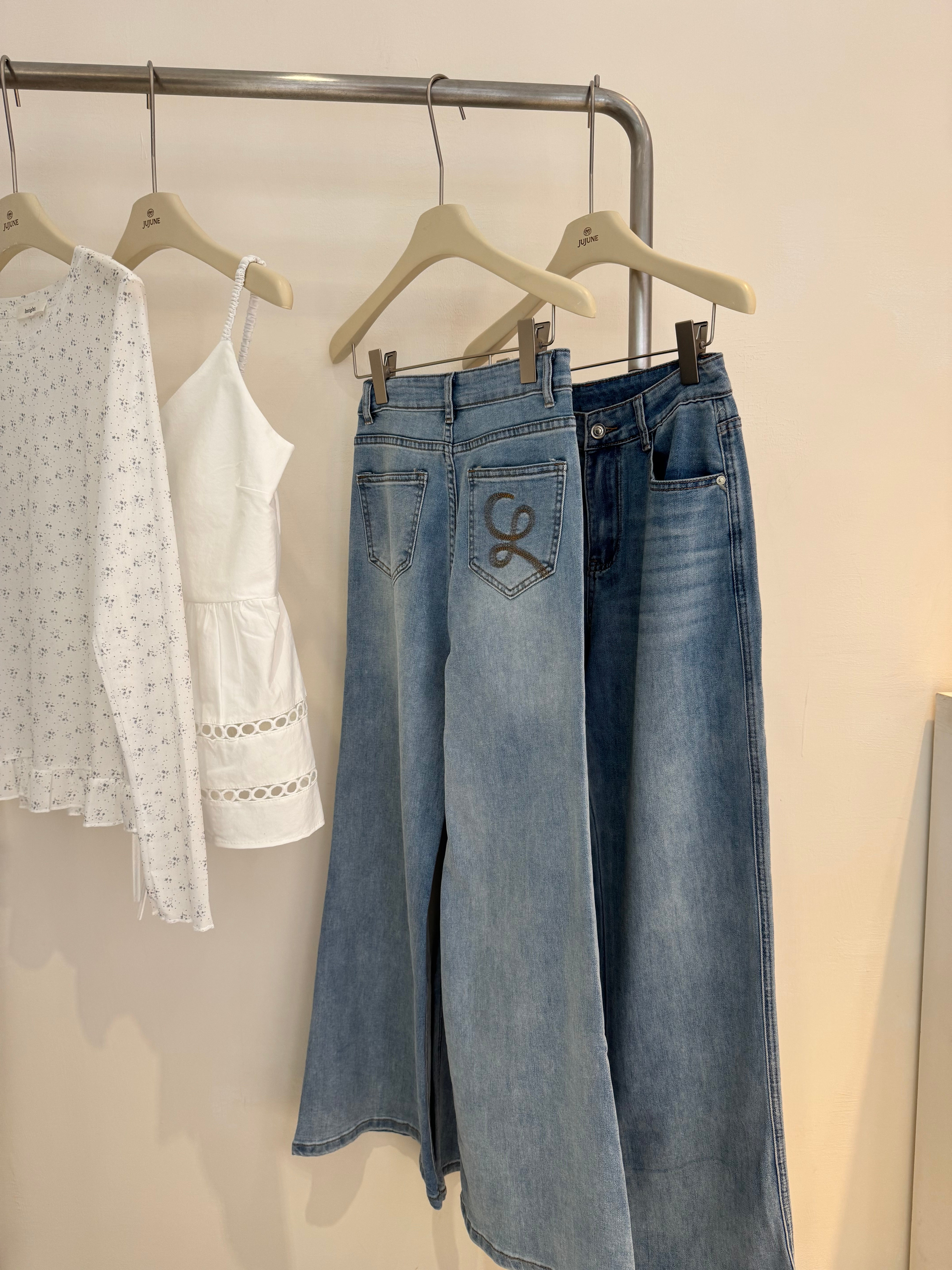 涼感直筒喇叭褲