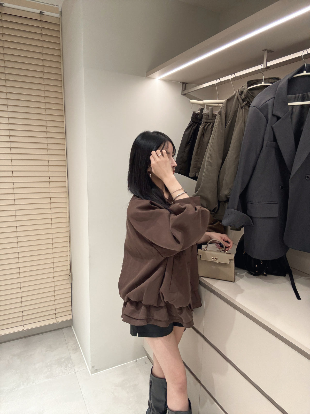 泡泡袖荷葉風衣外套