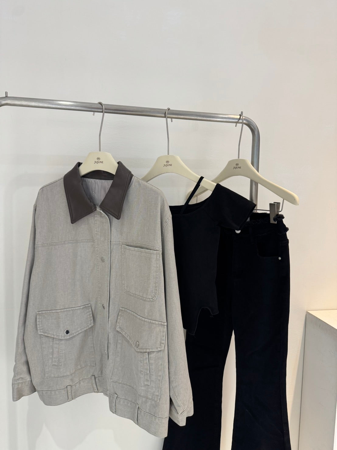 巴恩風皮質領外套