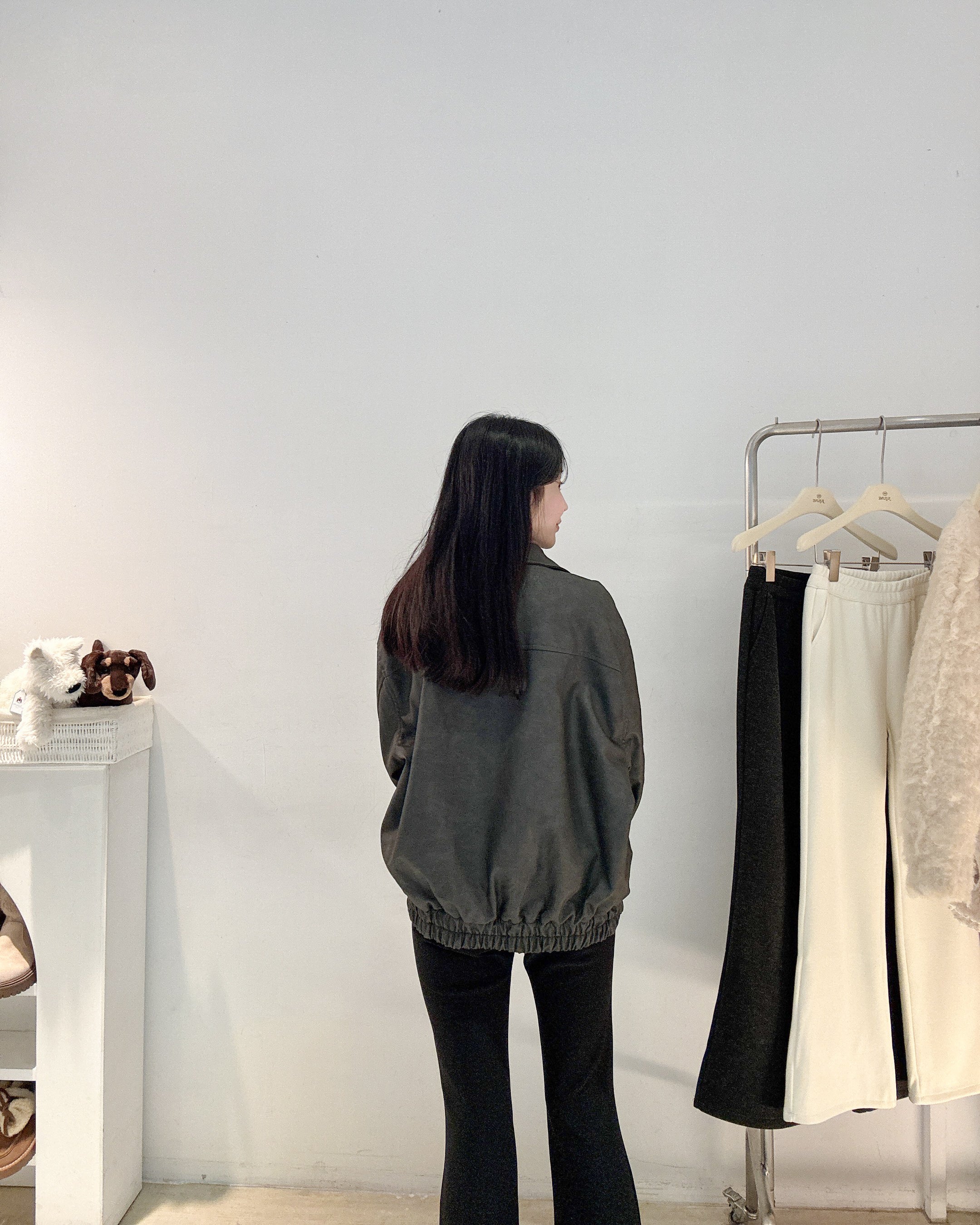 仿舊鋪棉皮革外套