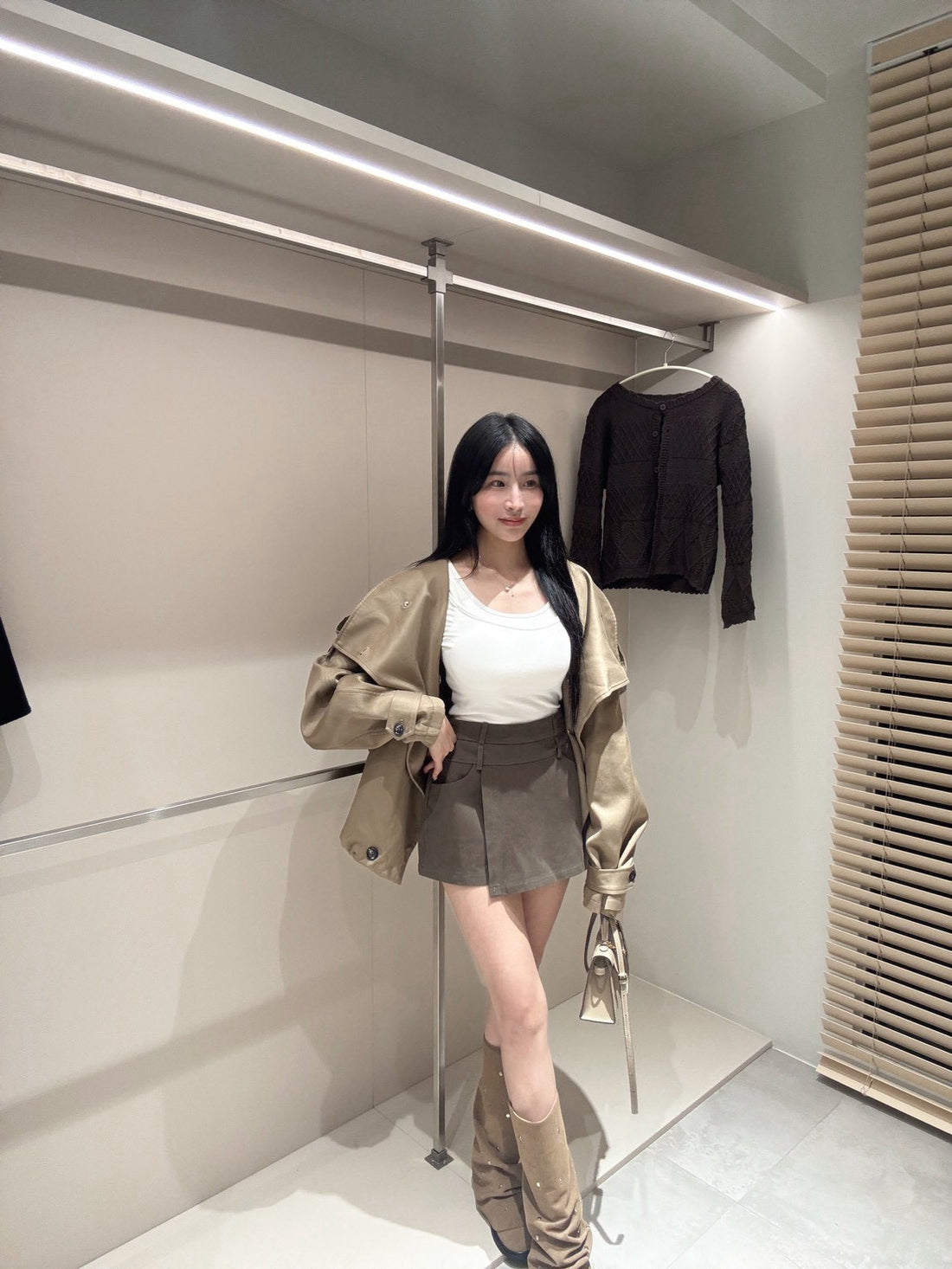 顯瘦高腰牛仔褲裙
