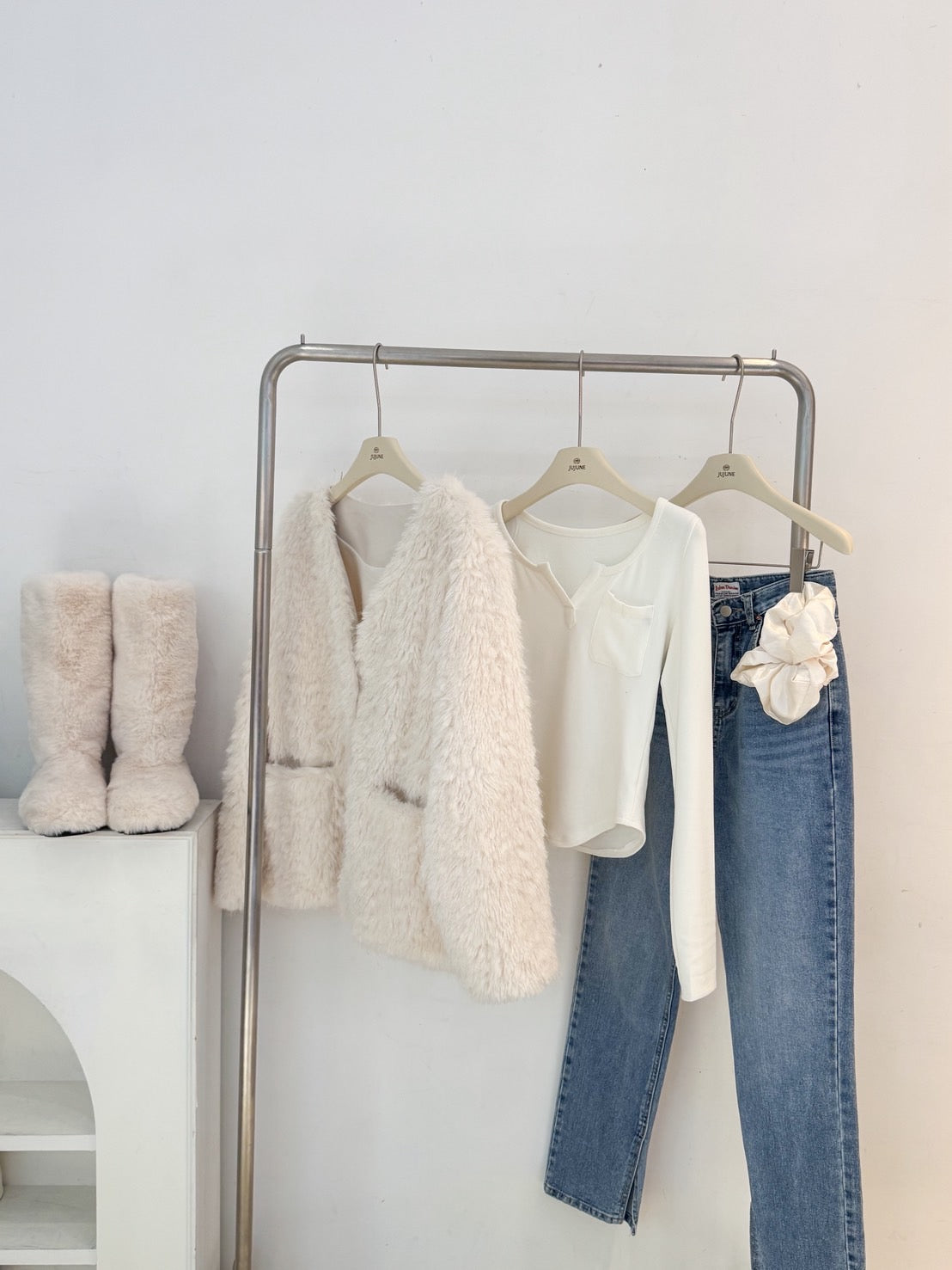 琥珀扣毛毛外套