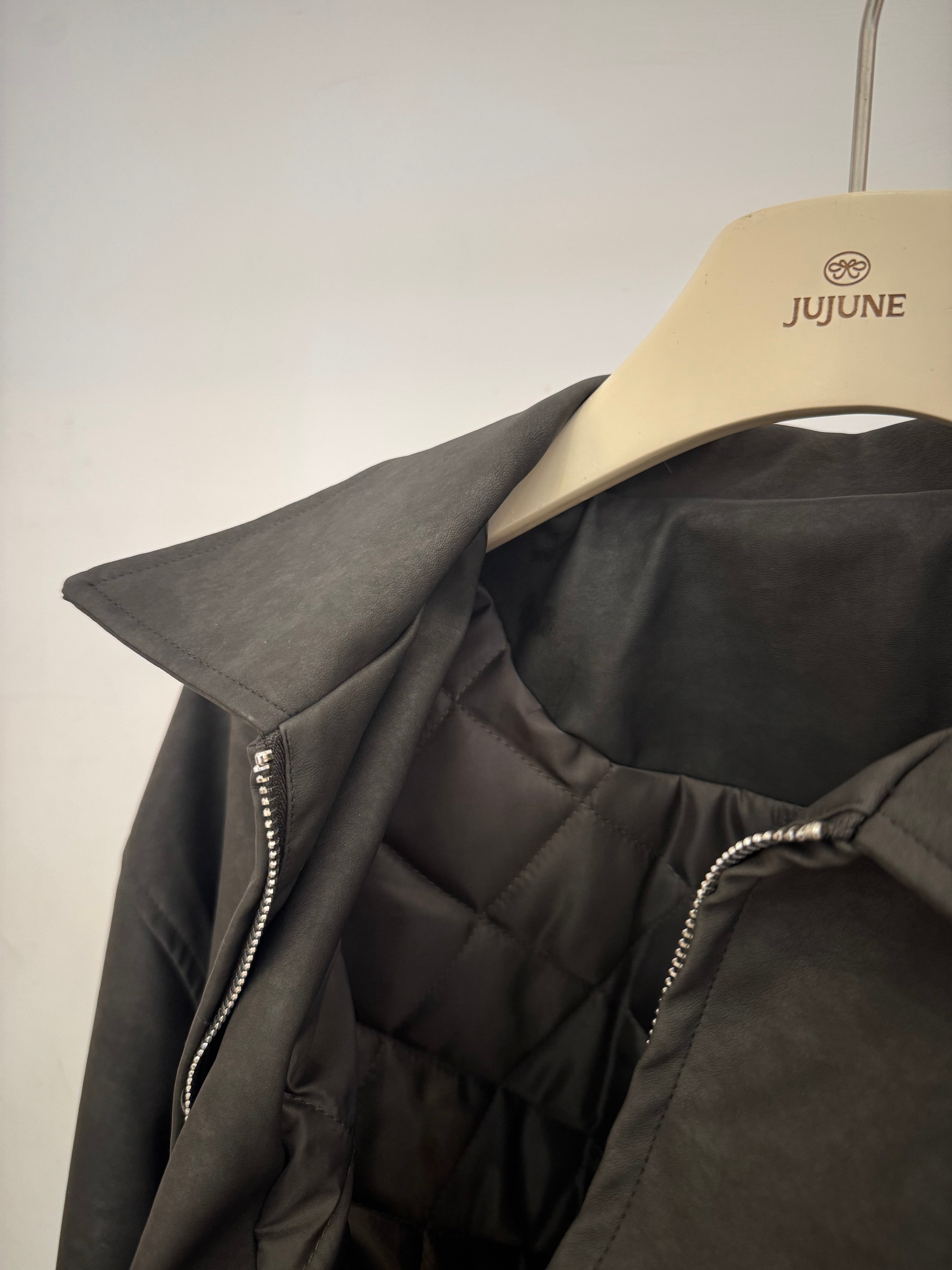 仿舊鋪棉皮革外套