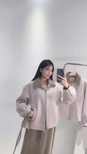 薰衣草配色領手工外套