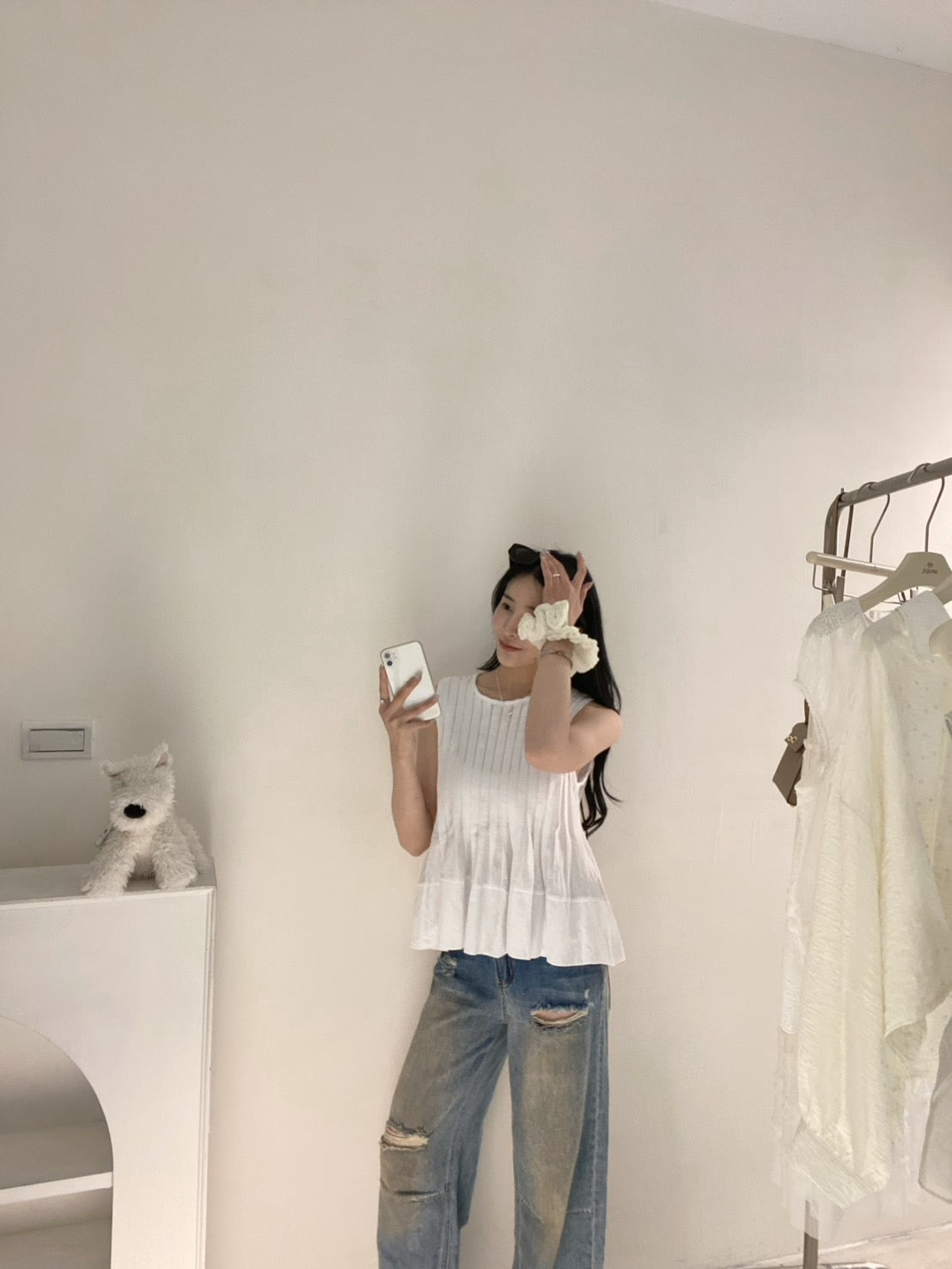 立體下擺棉麻背心