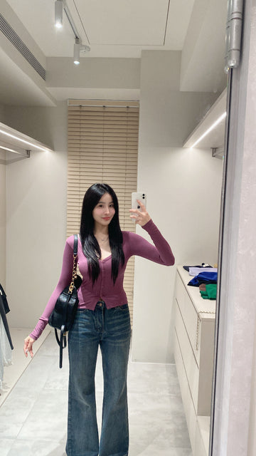 排扣不跑杯坑紋上衣