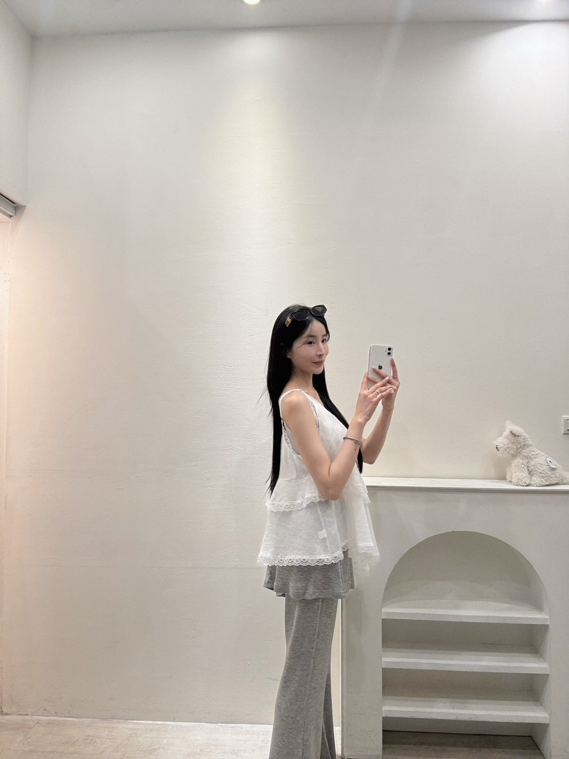 蕾絲滾邊麻紗背心