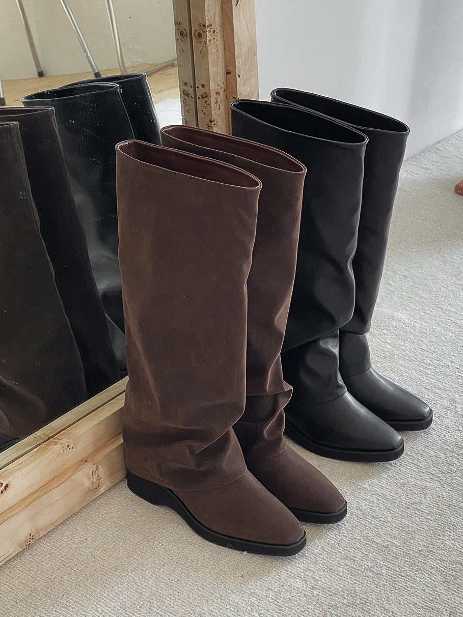 柔軟皮質襪套長靴