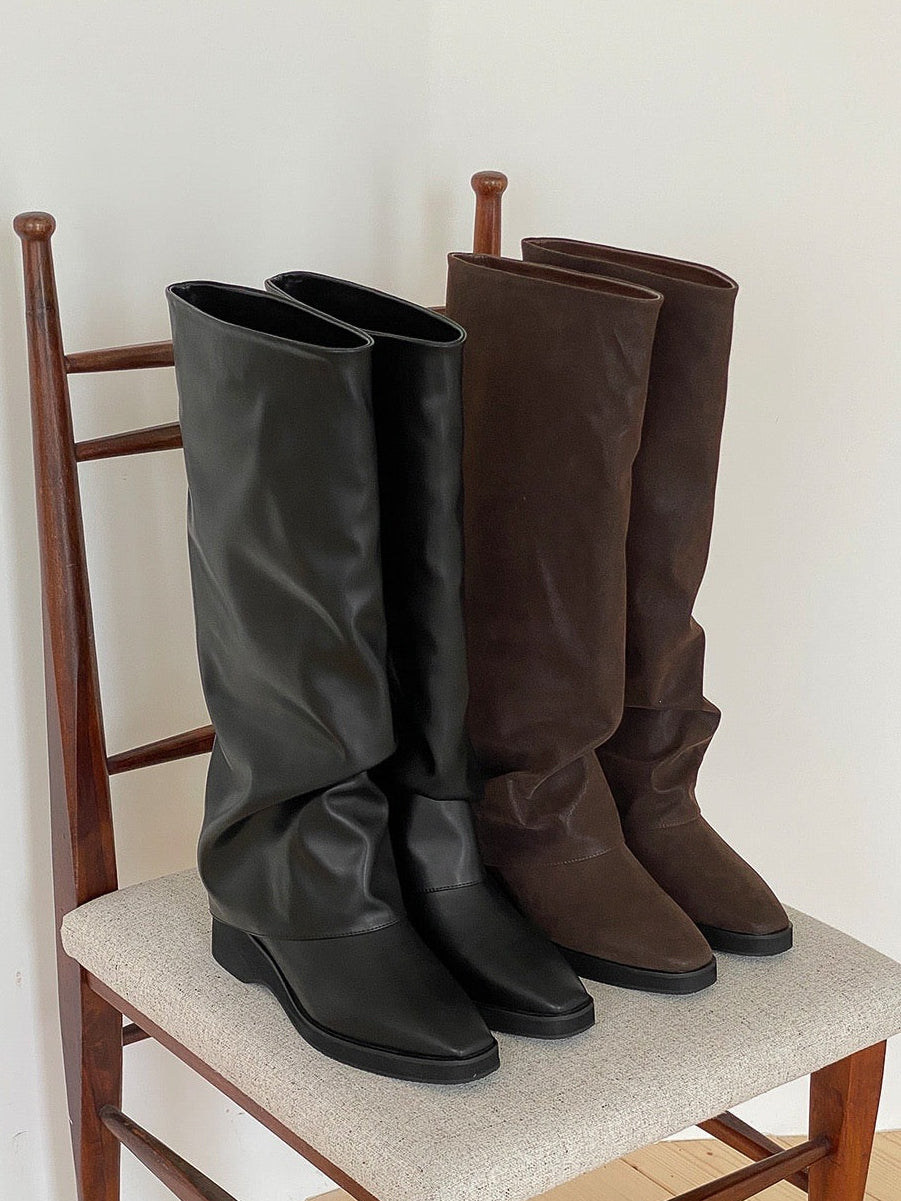 柔軟皮質襪套長靴