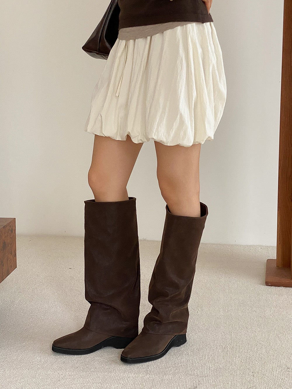 柔軟皮質襪套長靴