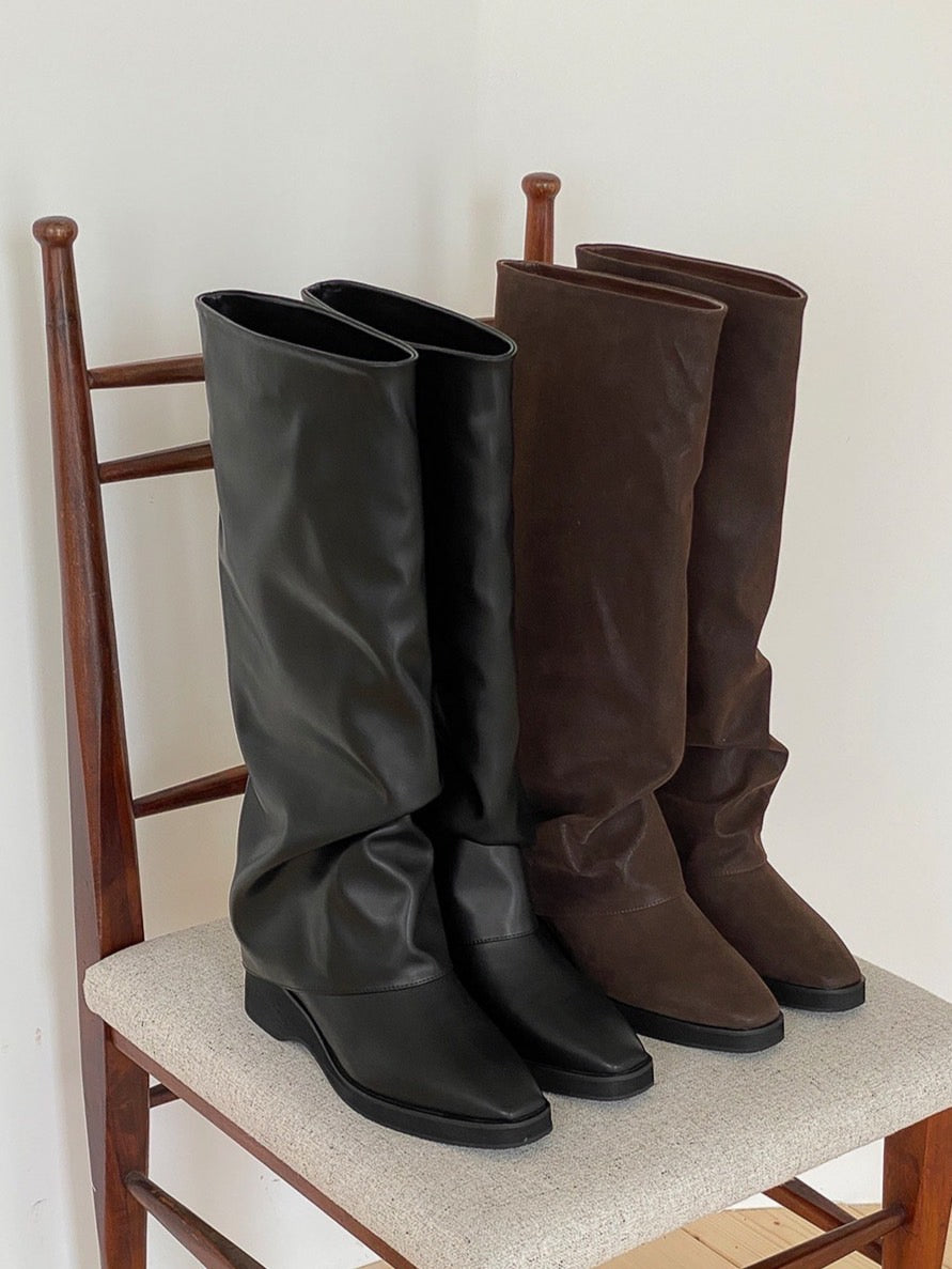 柔軟皮質襪套長靴