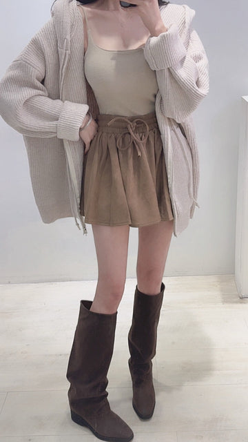 長腿視覺麂皮褲裙