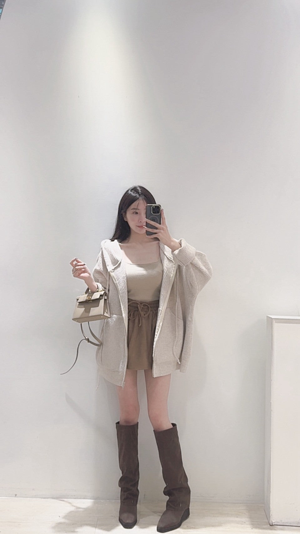 長腿視覺麂皮褲裙