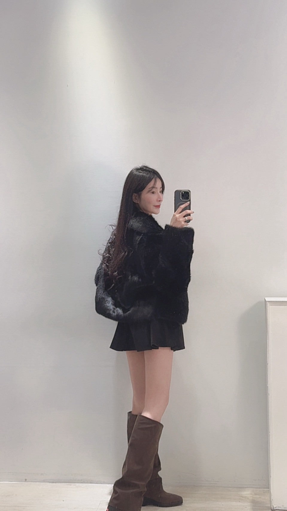 長腿視覺麂皮褲裙