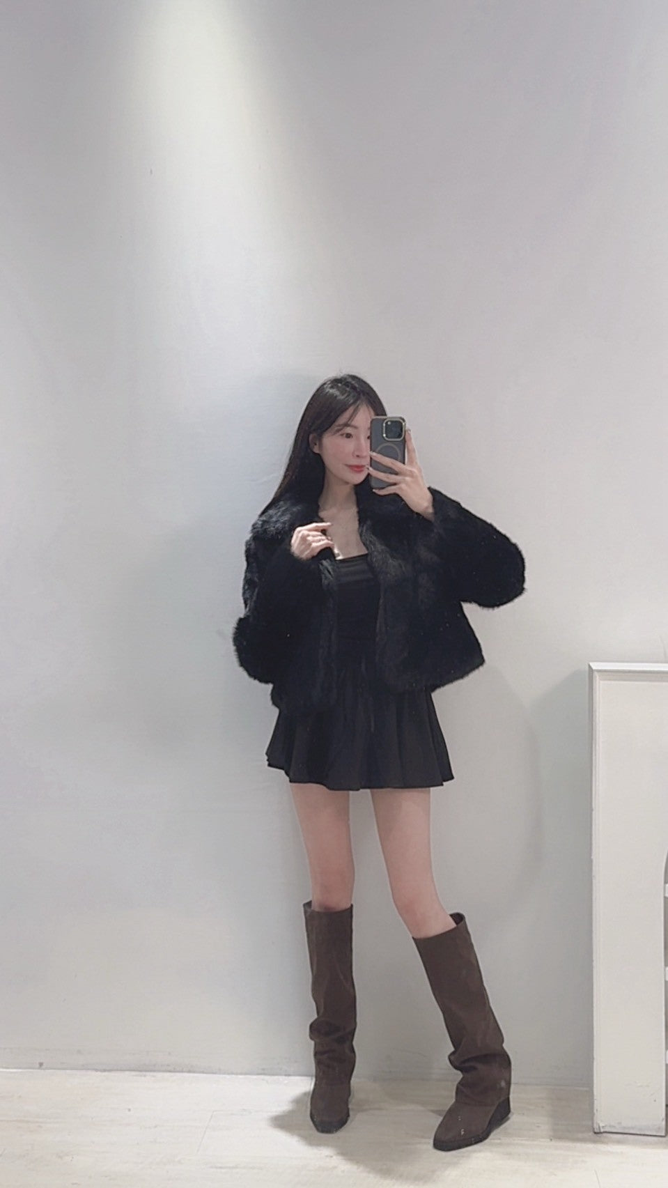 長腿視覺麂皮褲裙