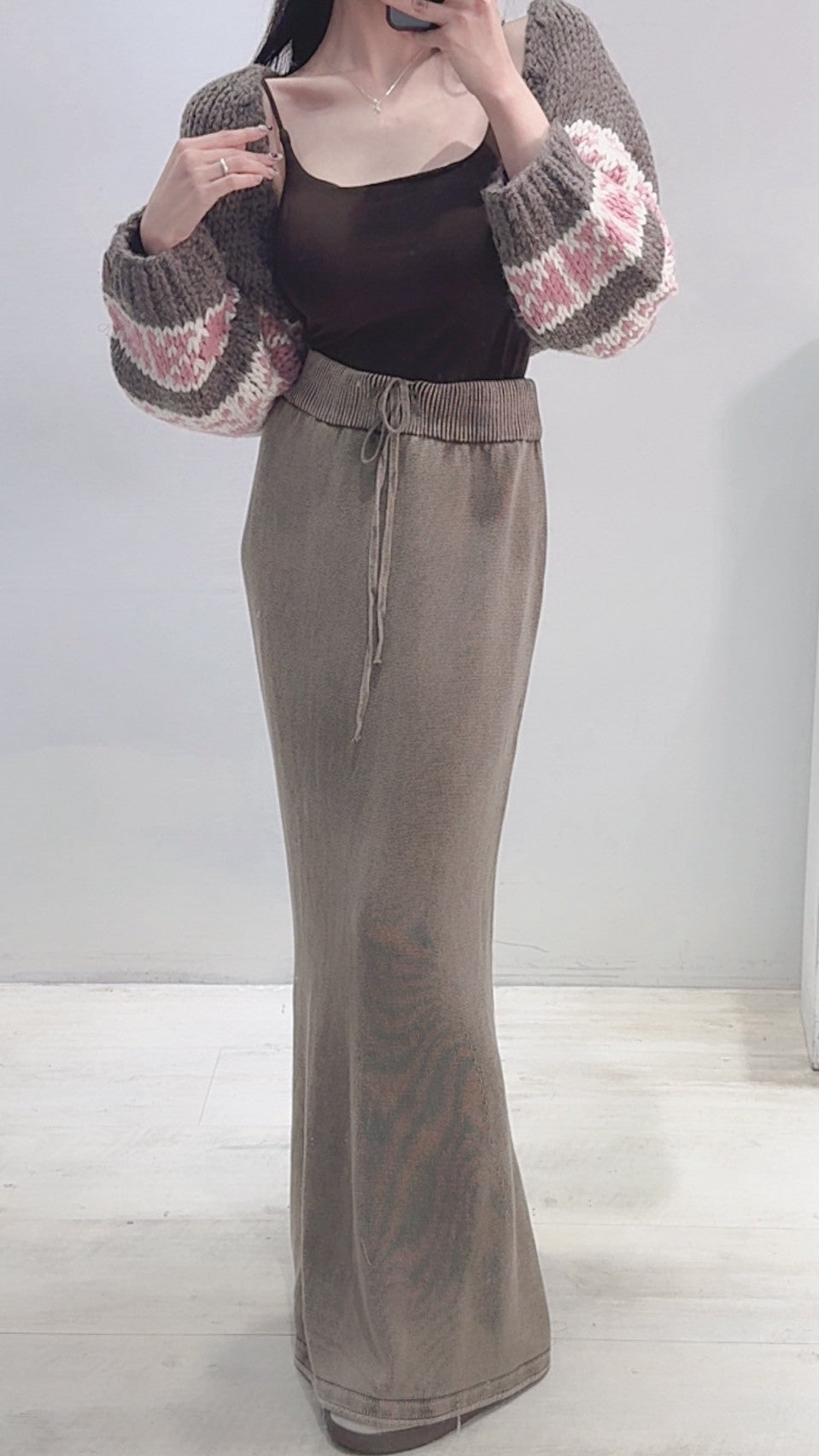 仿舊刷色長腿針織裙