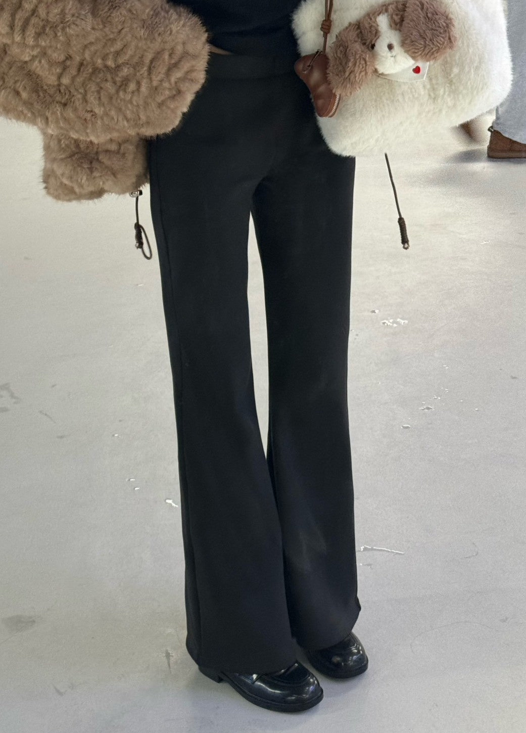 羊絨厚刷絨喇叭褲