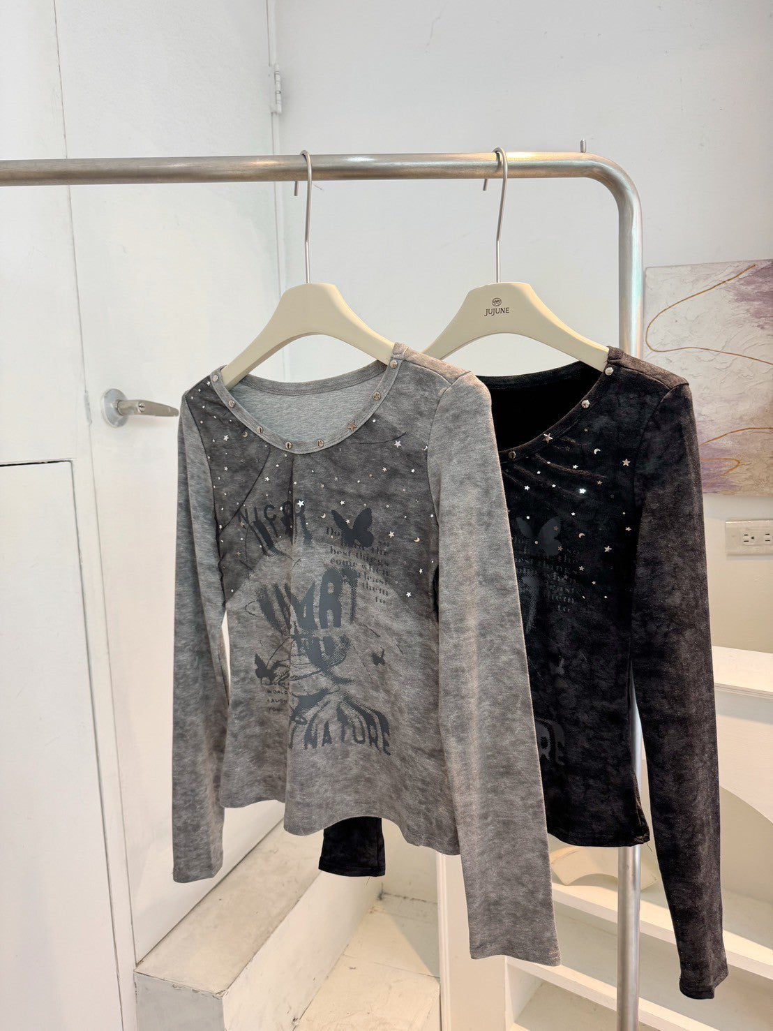 網紗拼接彈力上衣