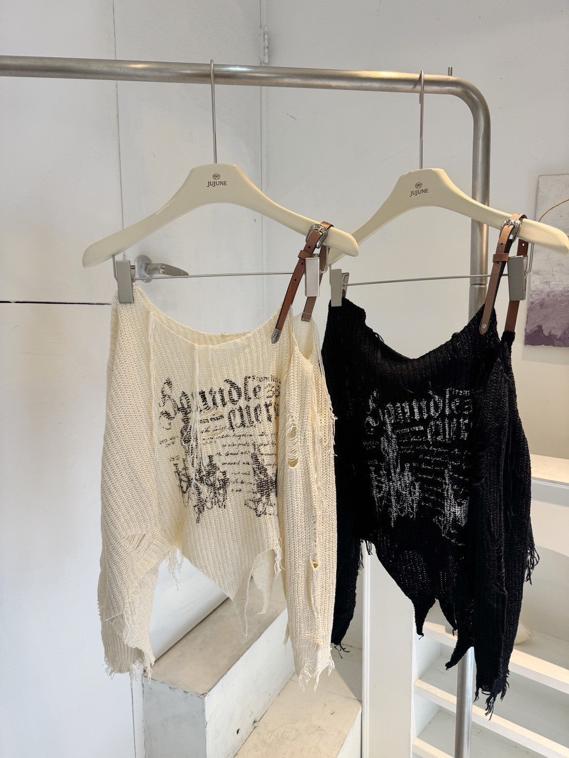 哥德風單肩針織衫