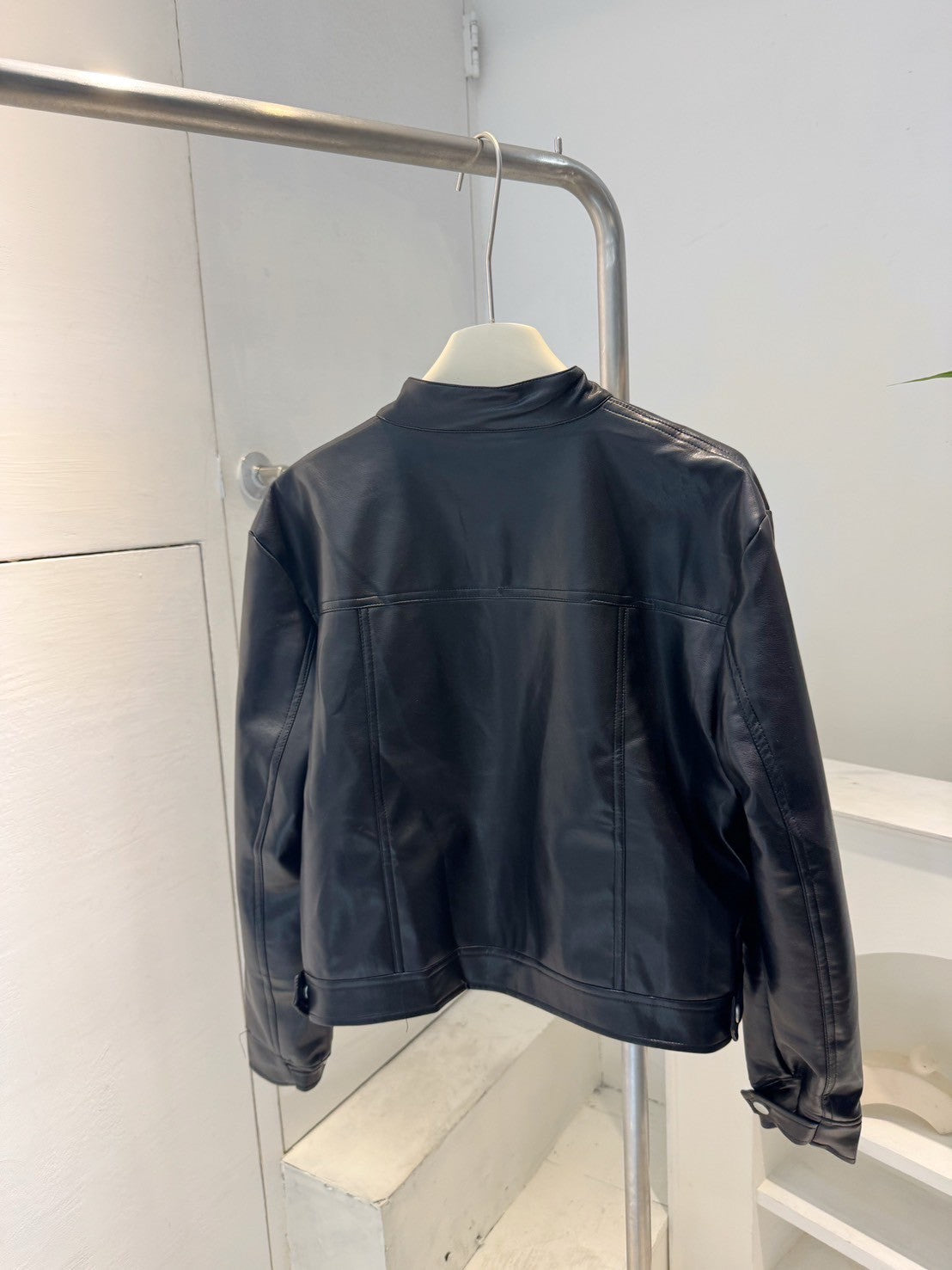 立領賽車皮質夾克