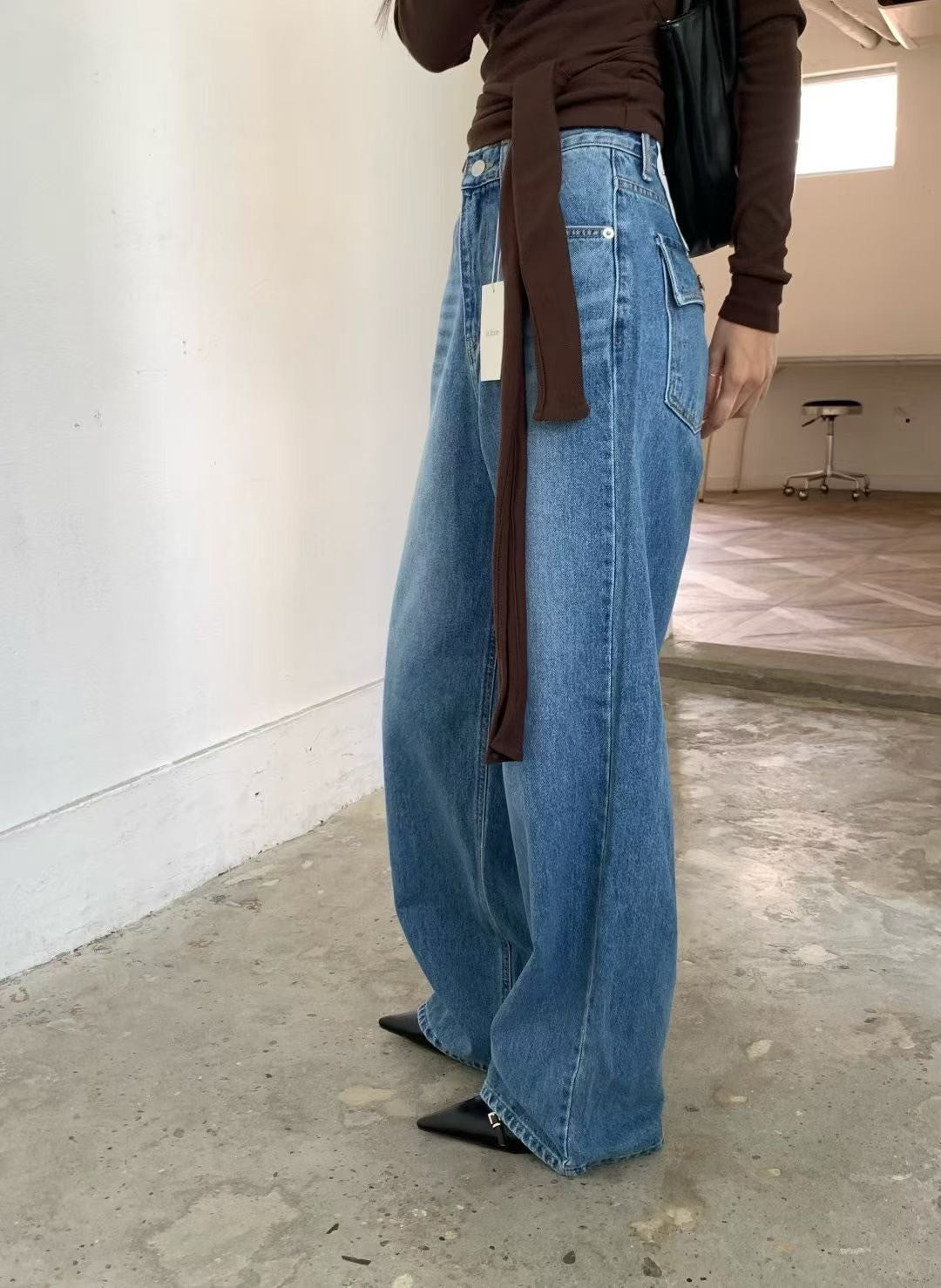 A07後口袋造型直筒褲