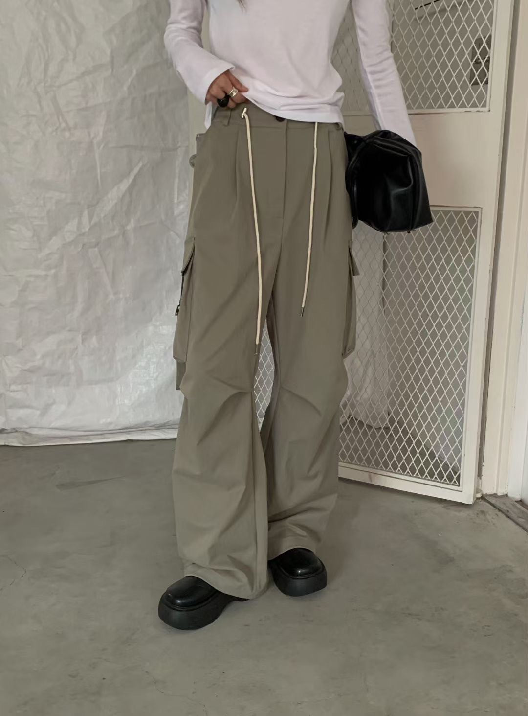 A11 設計款抓皺工裝褲