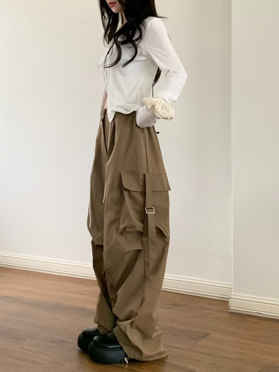 A11 設計款抓皺工裝褲