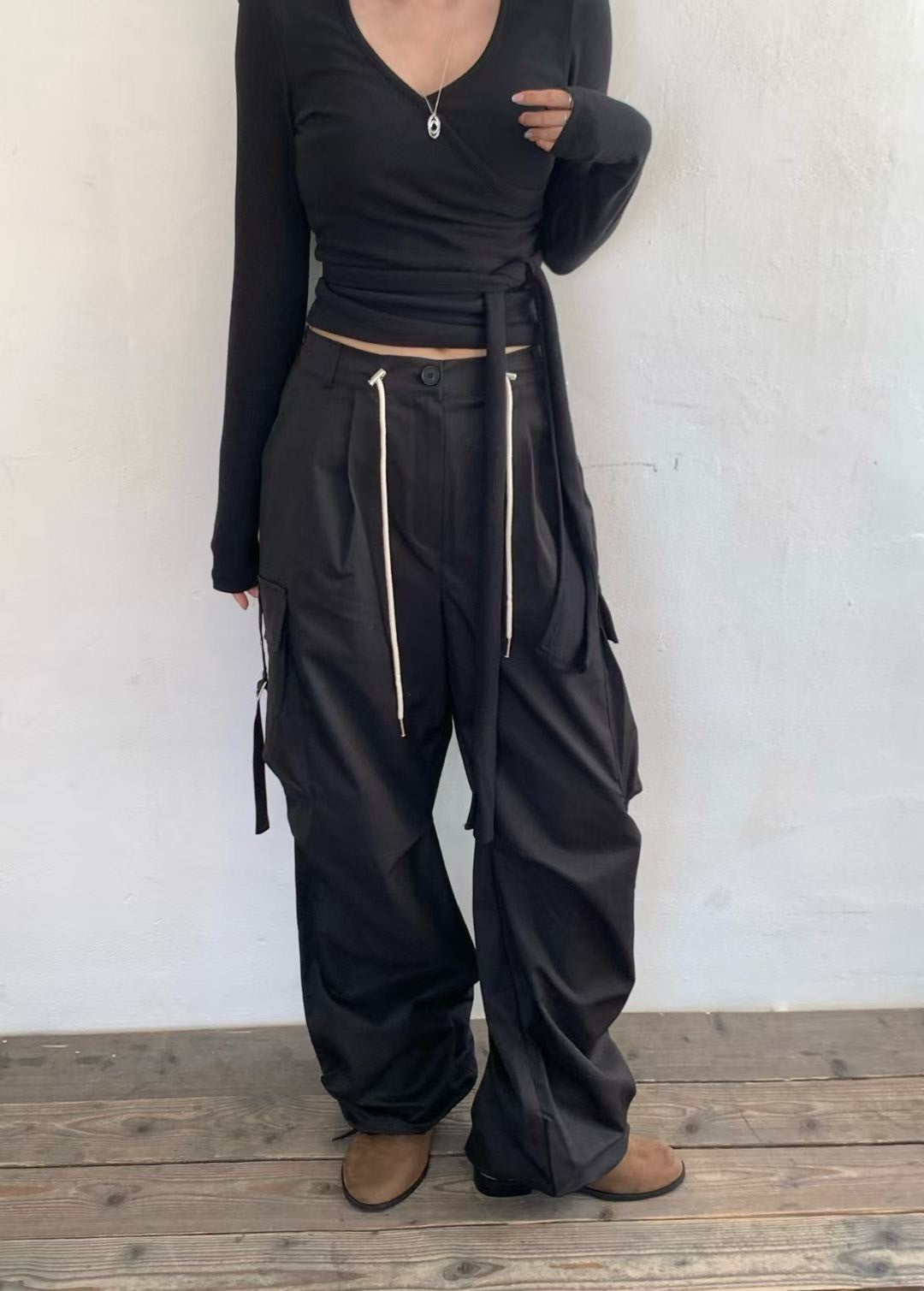 A11 設計款抓皺工裝褲