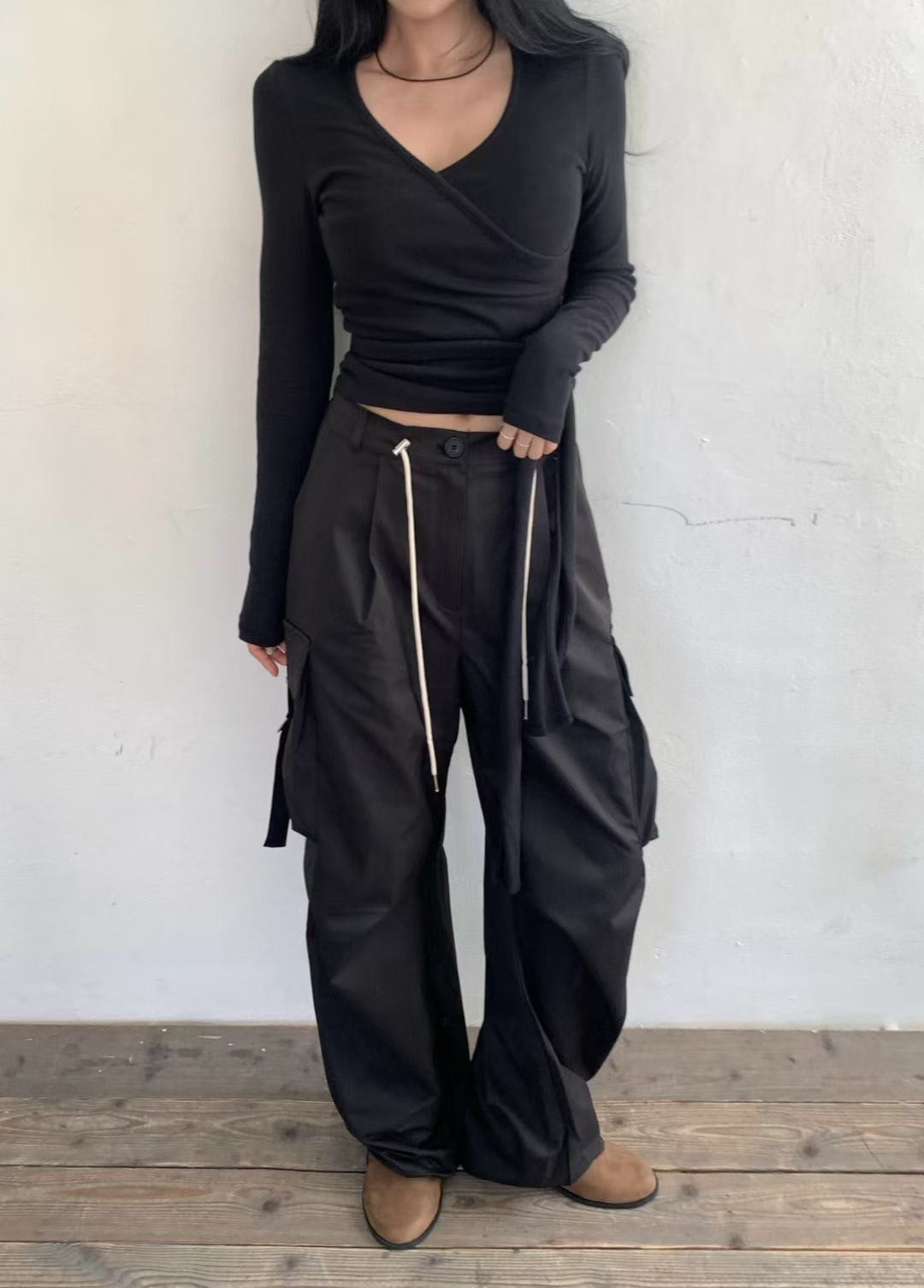 A11 設計款抓皺工裝褲