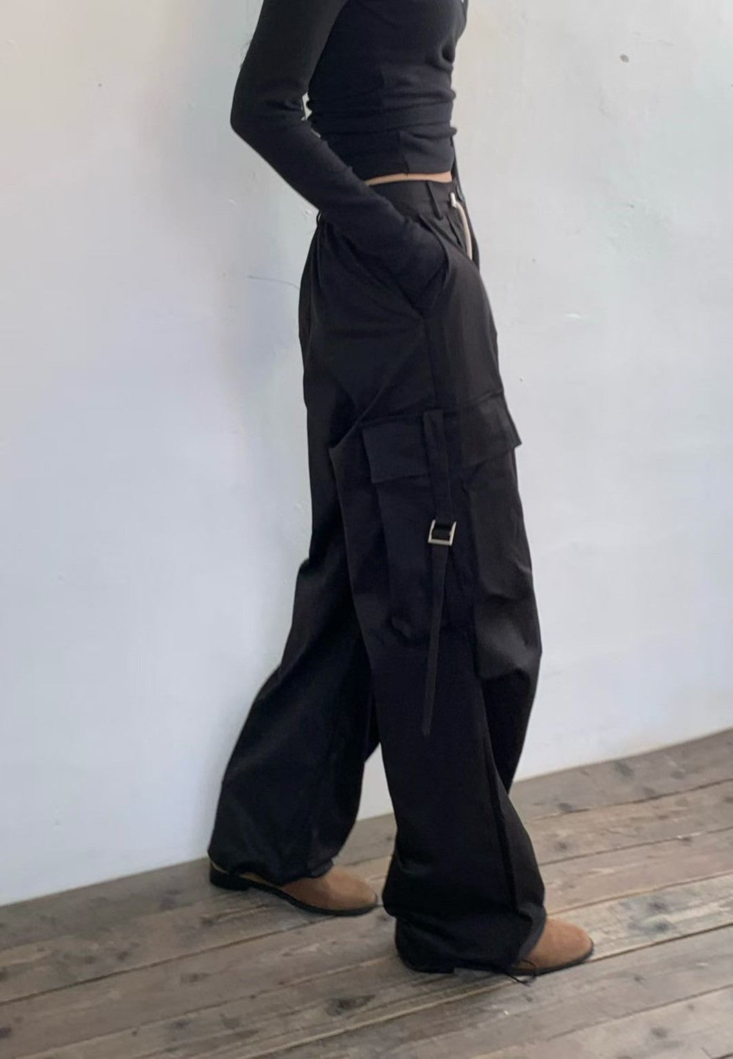 A11 設計款抓皺工裝褲