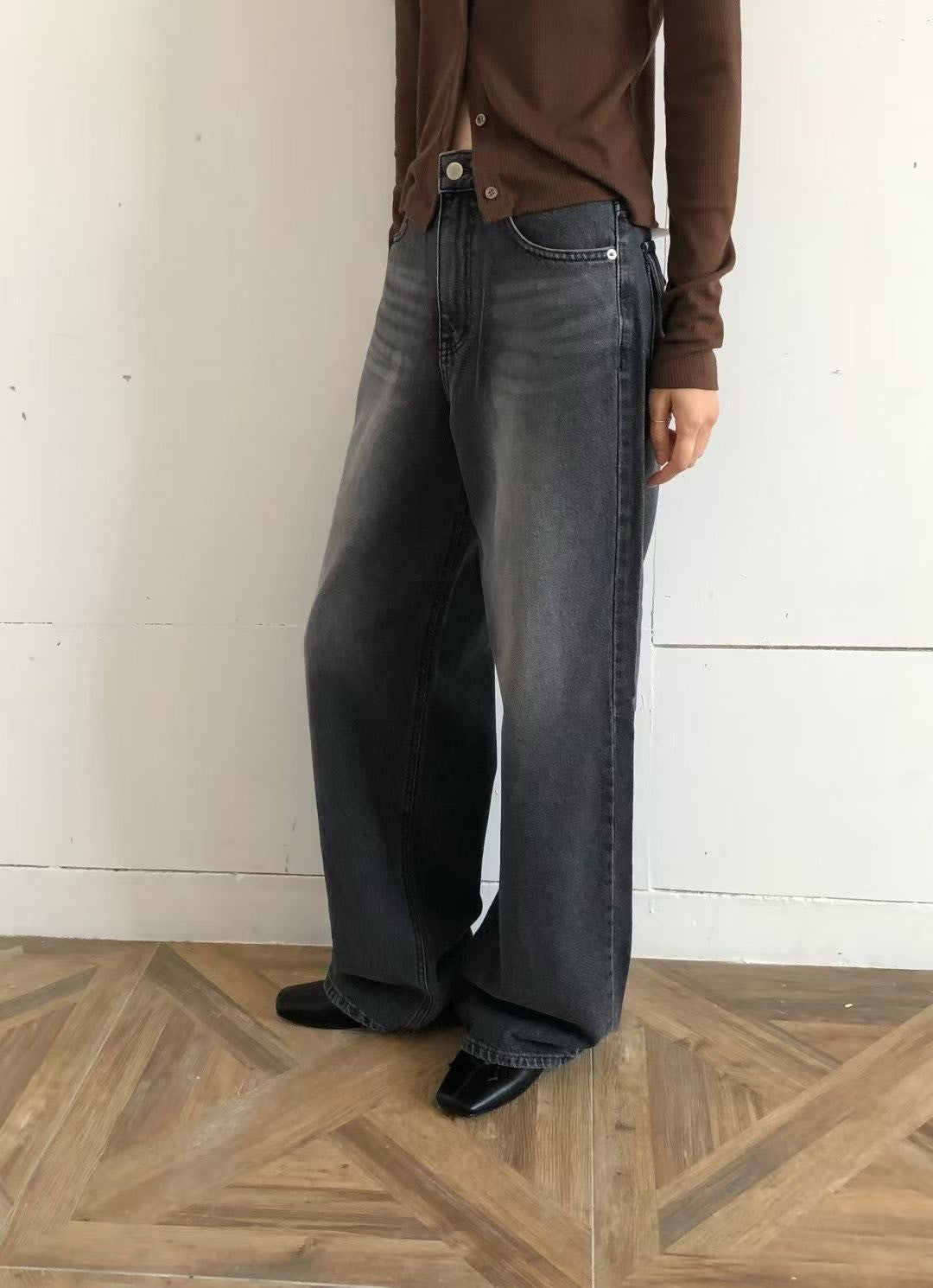 A07後口袋造型直筒褲