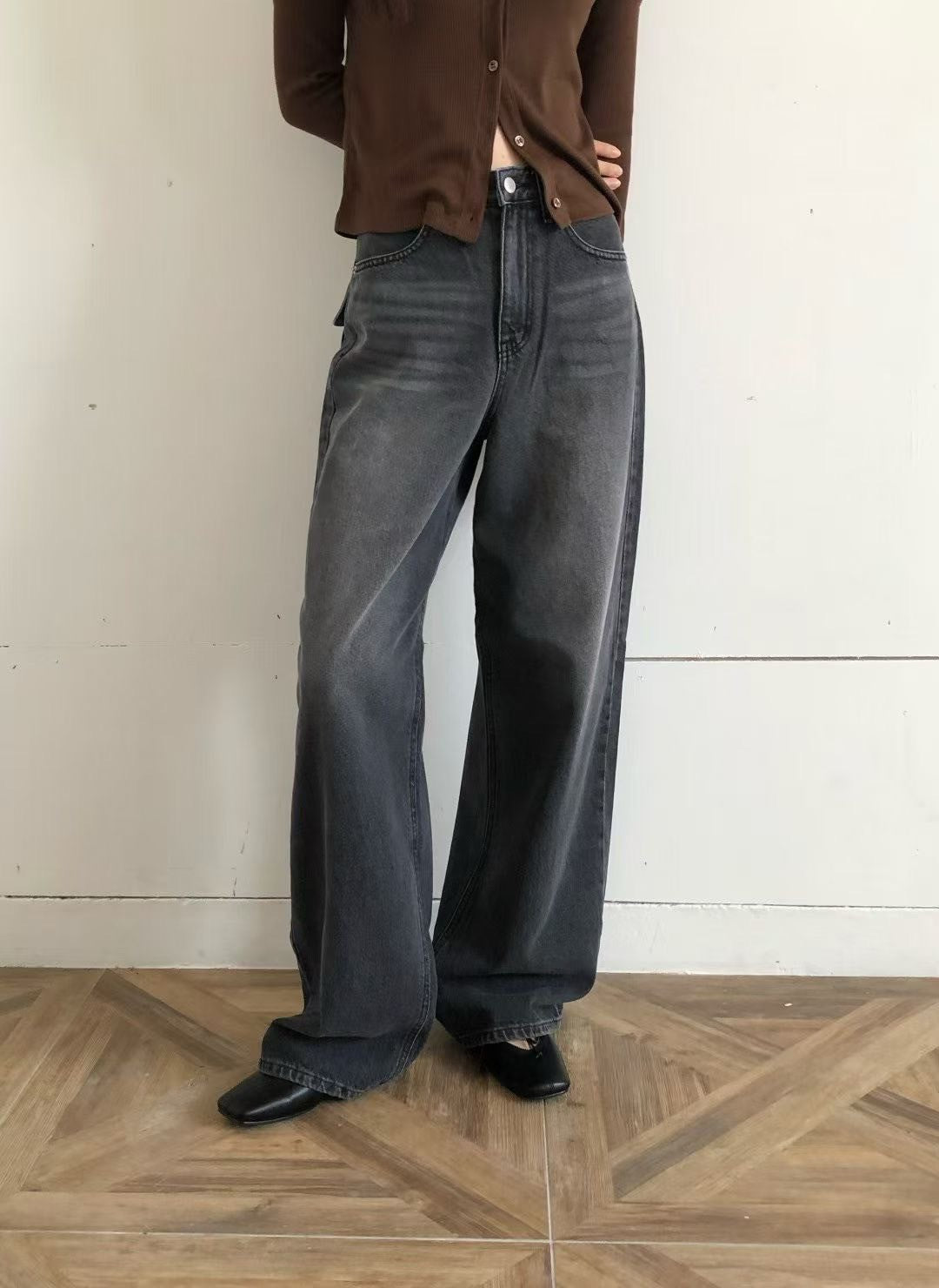 A07後口袋造型直筒褲