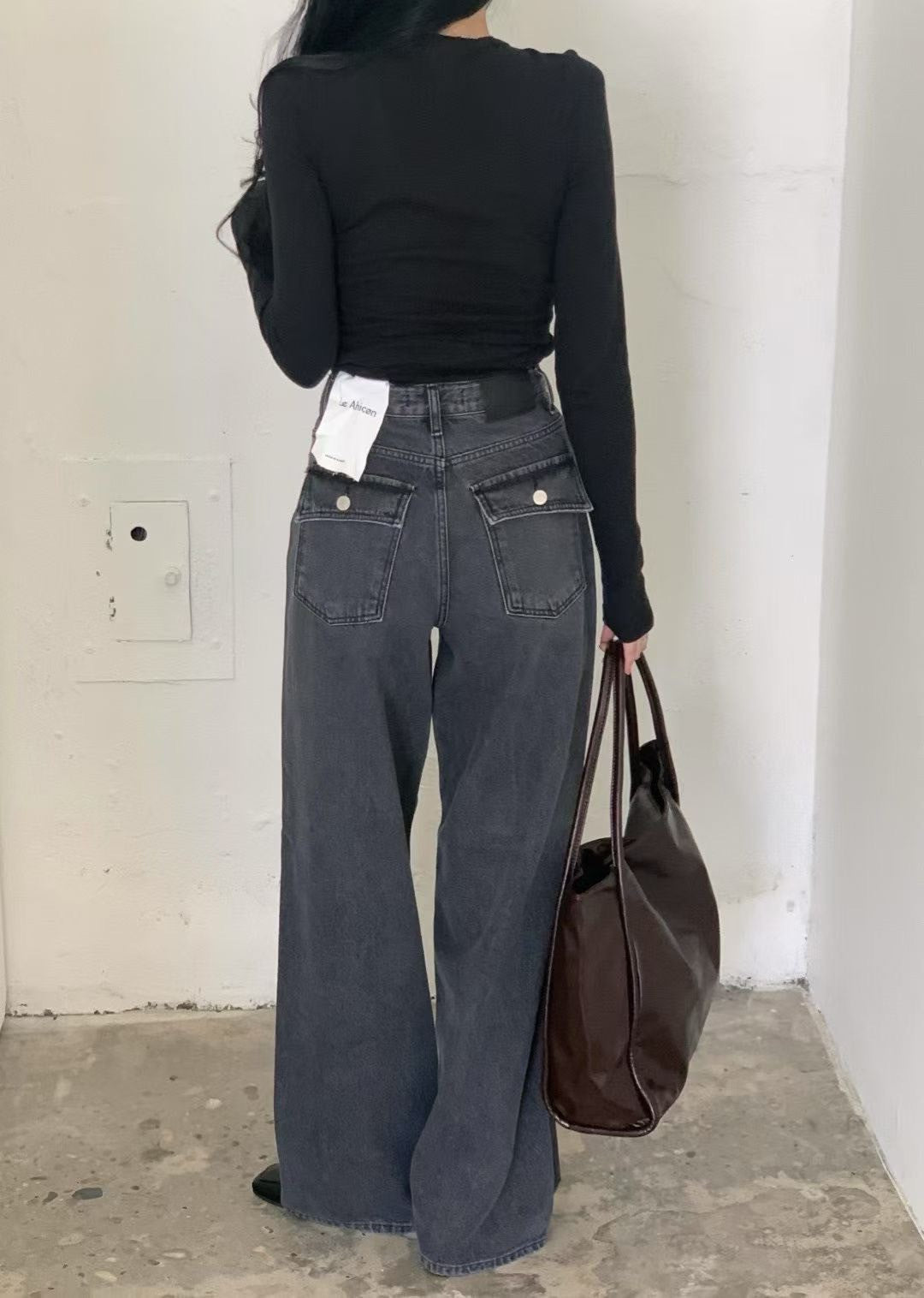 A07後口袋造型直筒褲