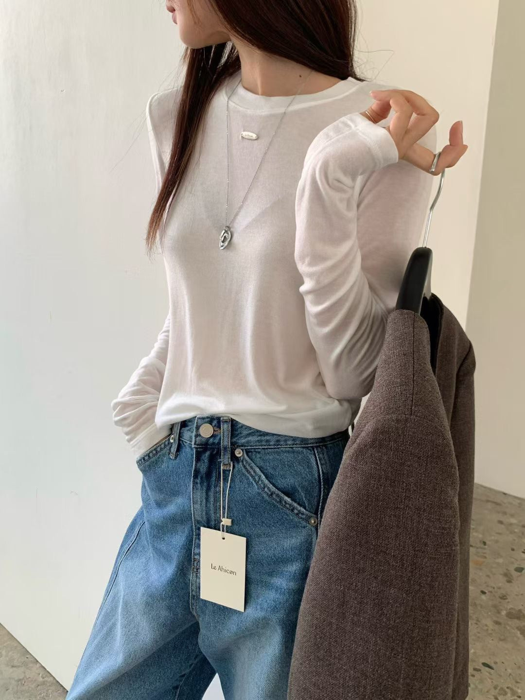 A13 銀扣圓領質感上衣
