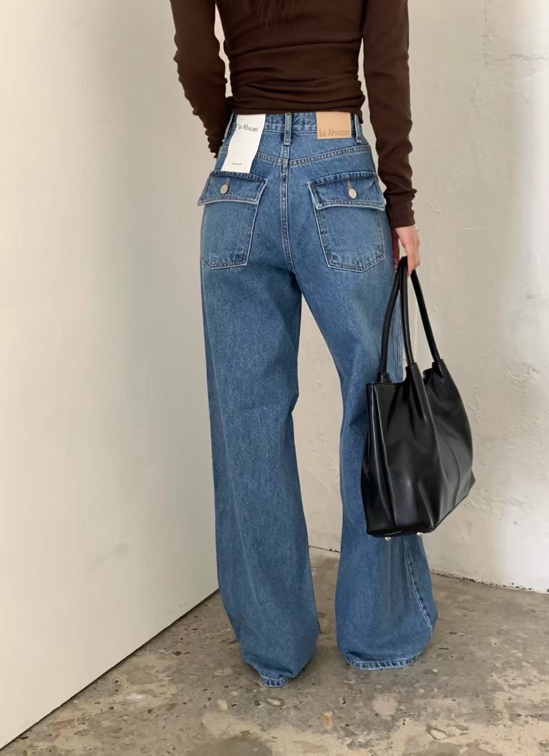 A07後口袋造型直筒褲