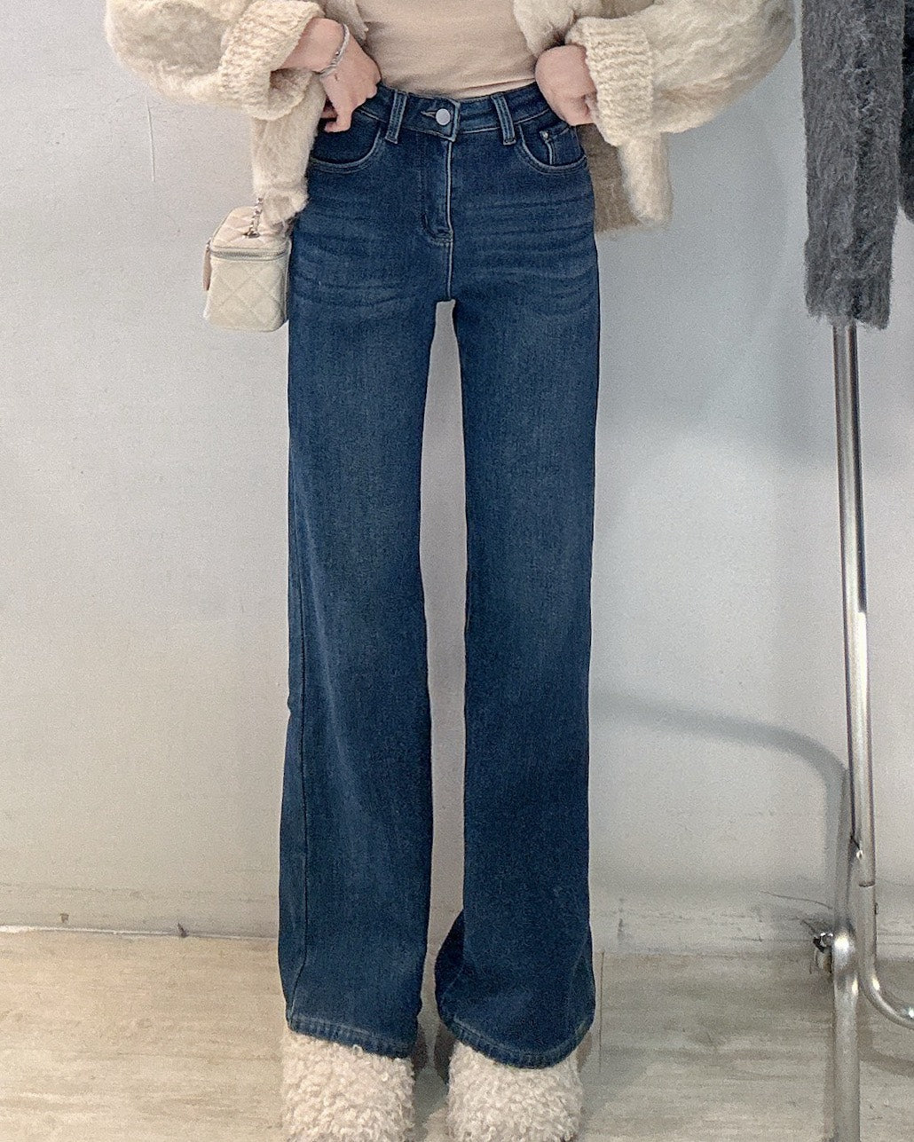 內刷絨提臀喇叭褲