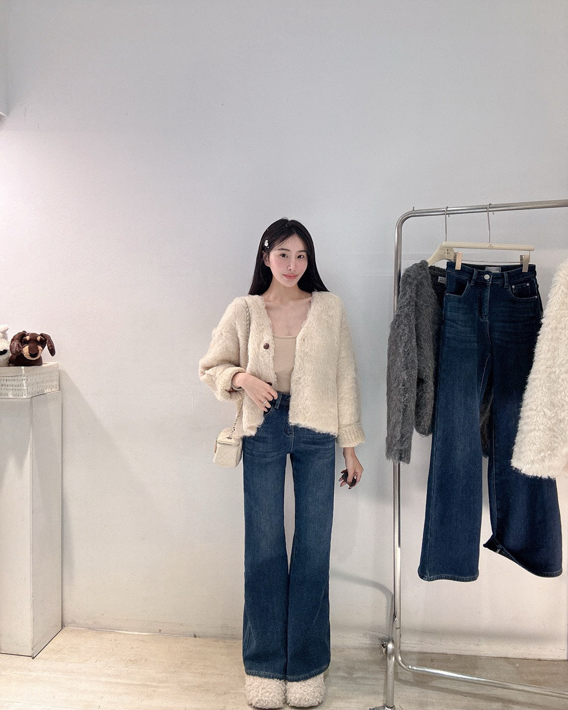 內刷絨提臀喇叭褲