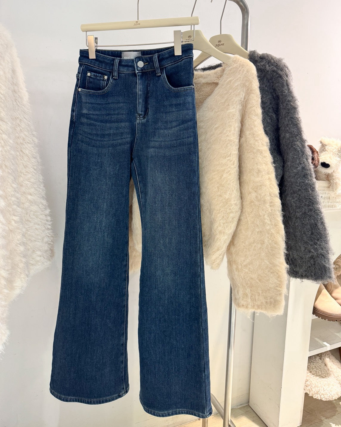 內刷絨提臀喇叭褲