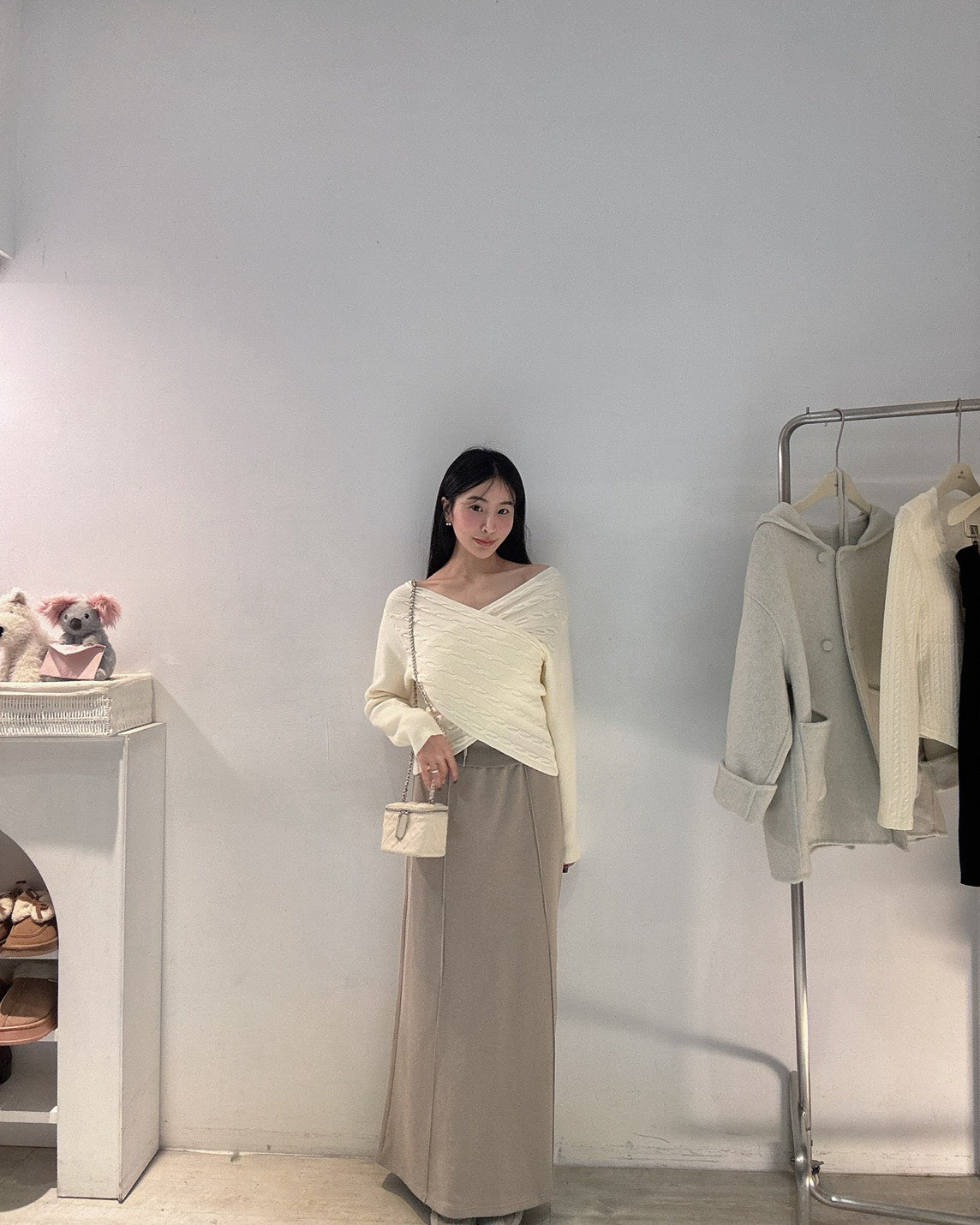 藏小腹水洗綿長裙