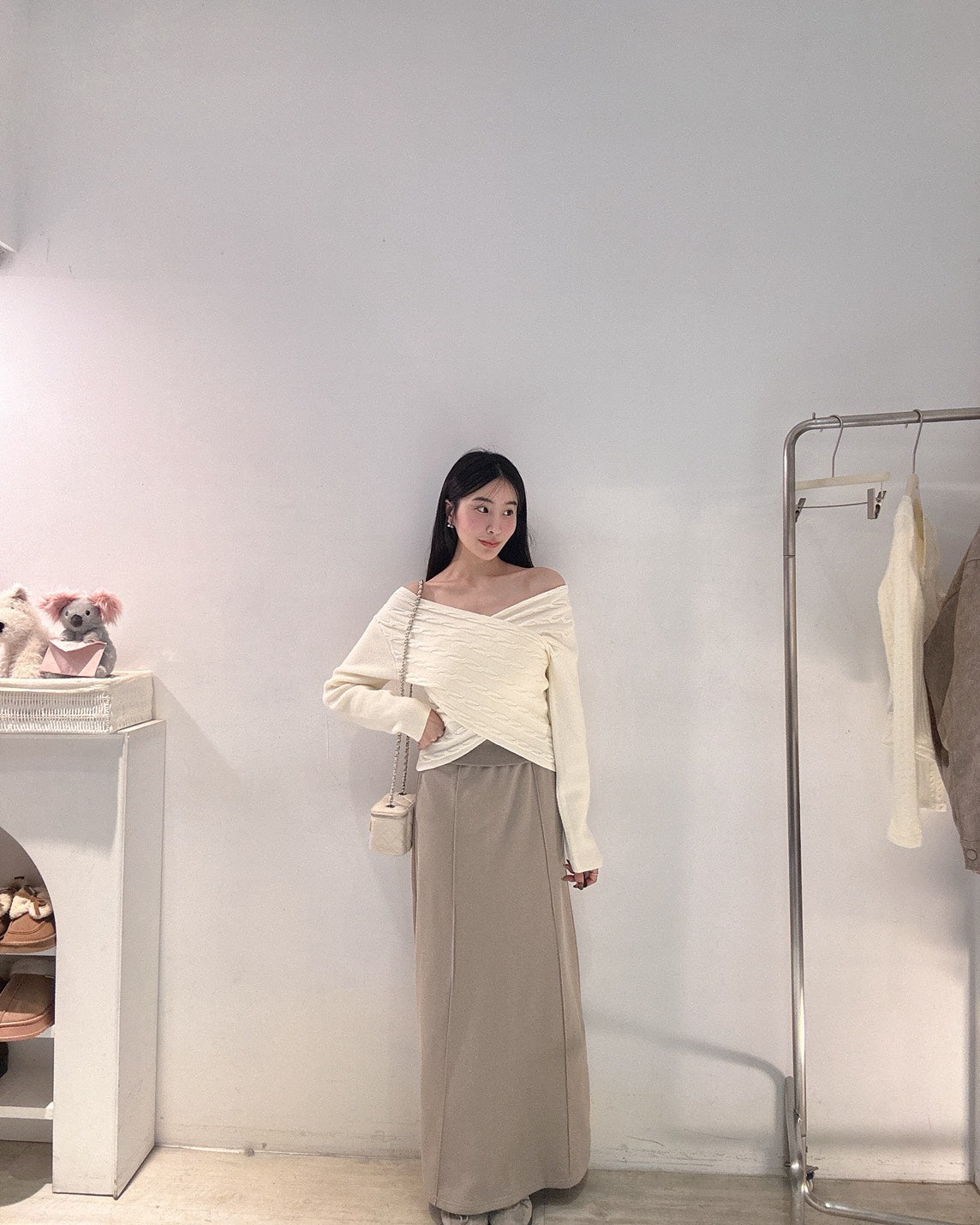 藏小腹水洗綿長裙