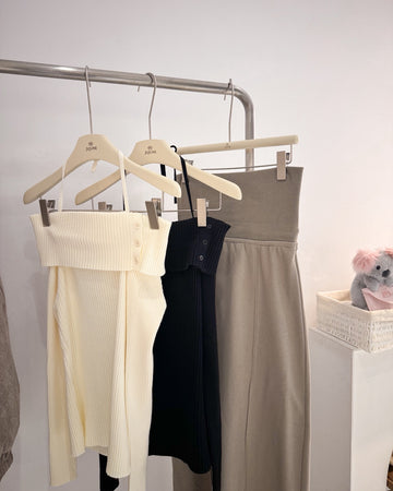 平肩繞脖針織衫