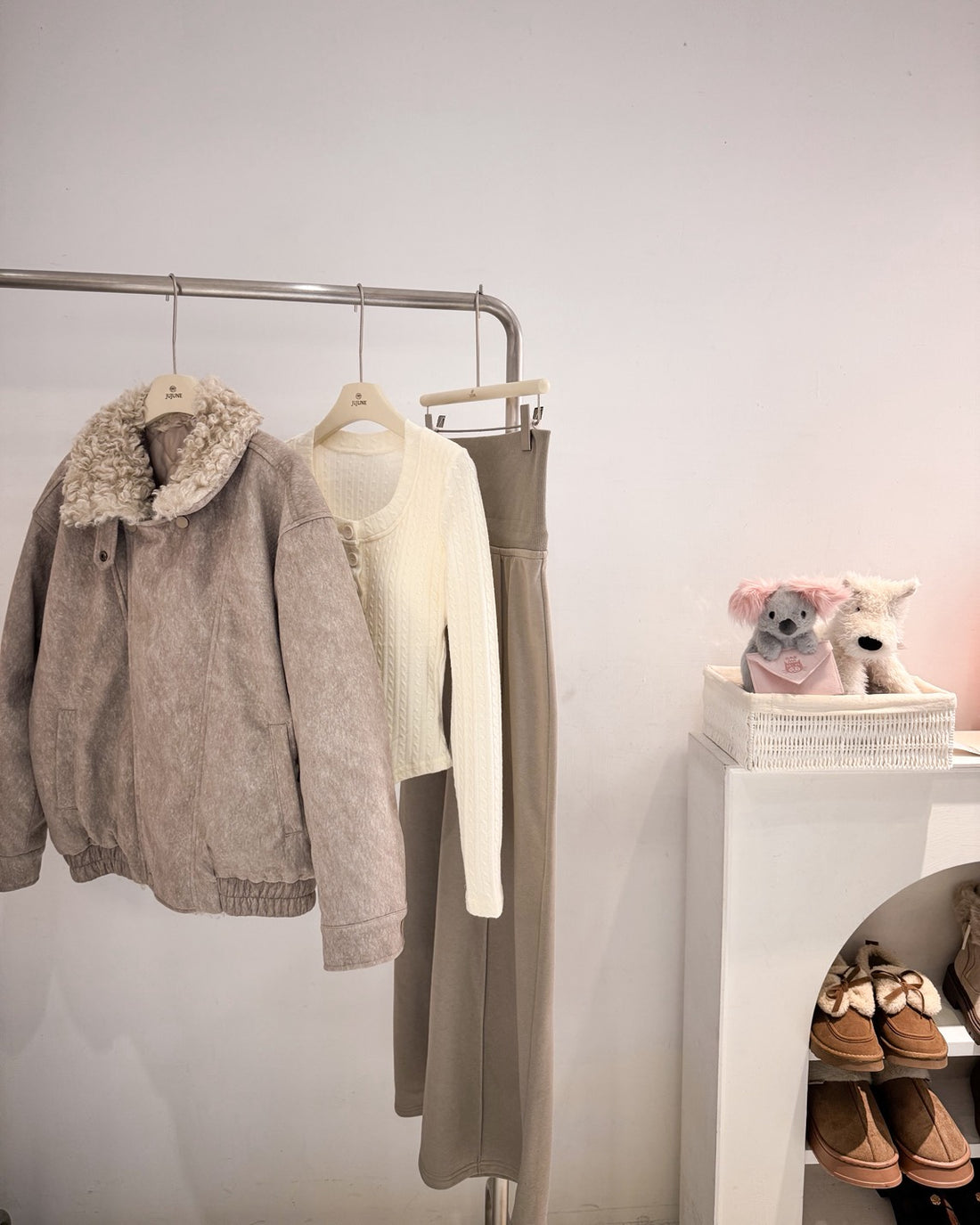 捲捲毛領羊絨鋪棉外套