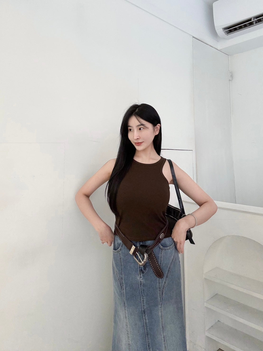 不跑杯削肩涼感背心