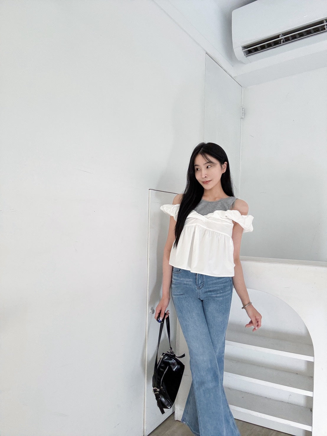 愛心口袋涼感喇叭褲